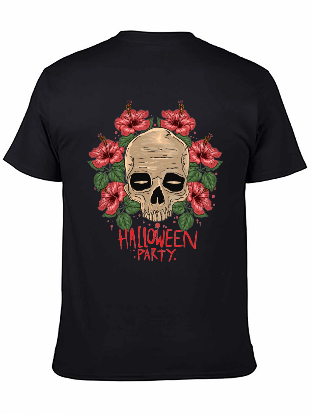 Skull & Floral Halloween Party T-Shirt