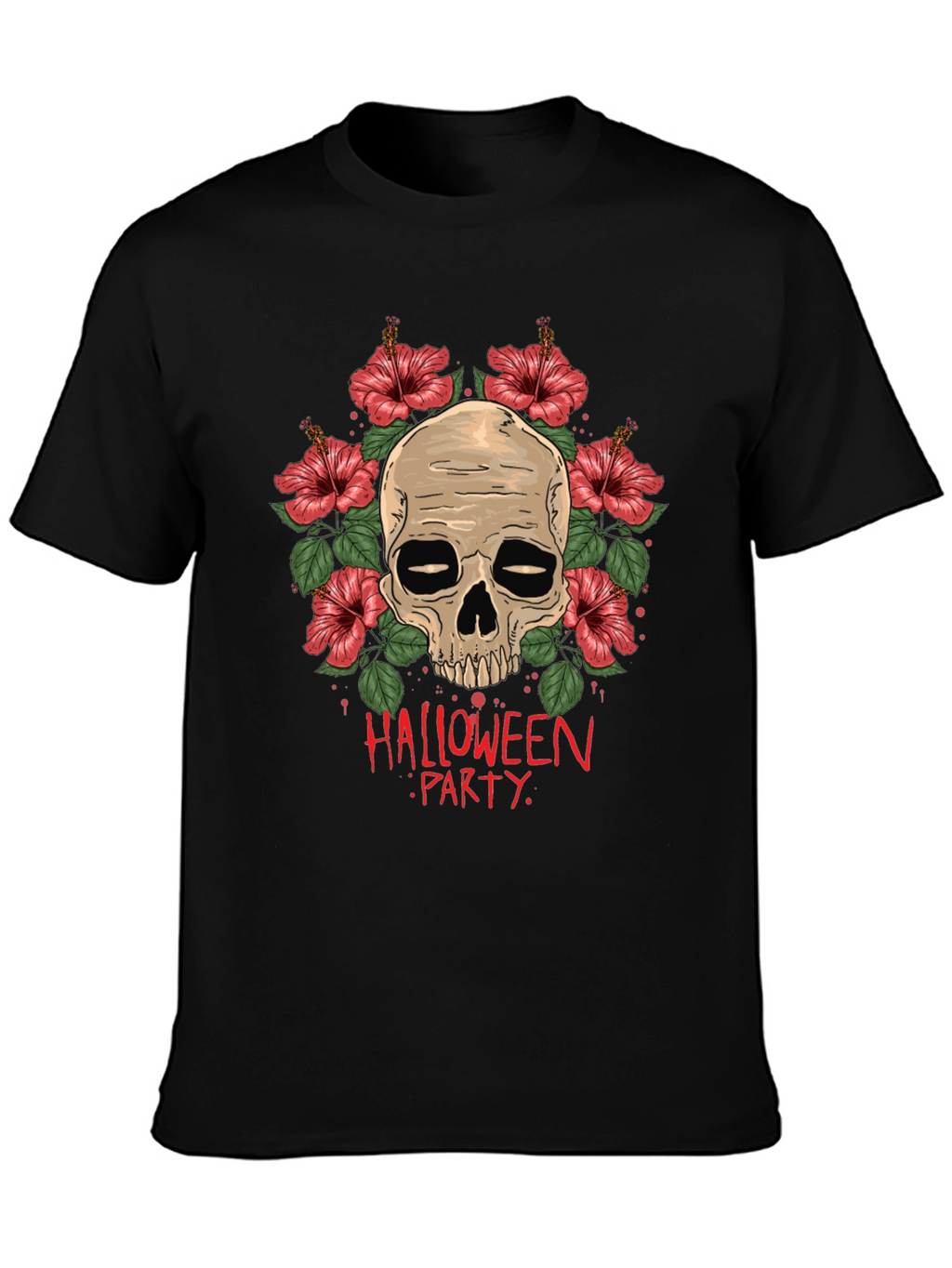 Skull & Floral Halloween Party T-Shirt