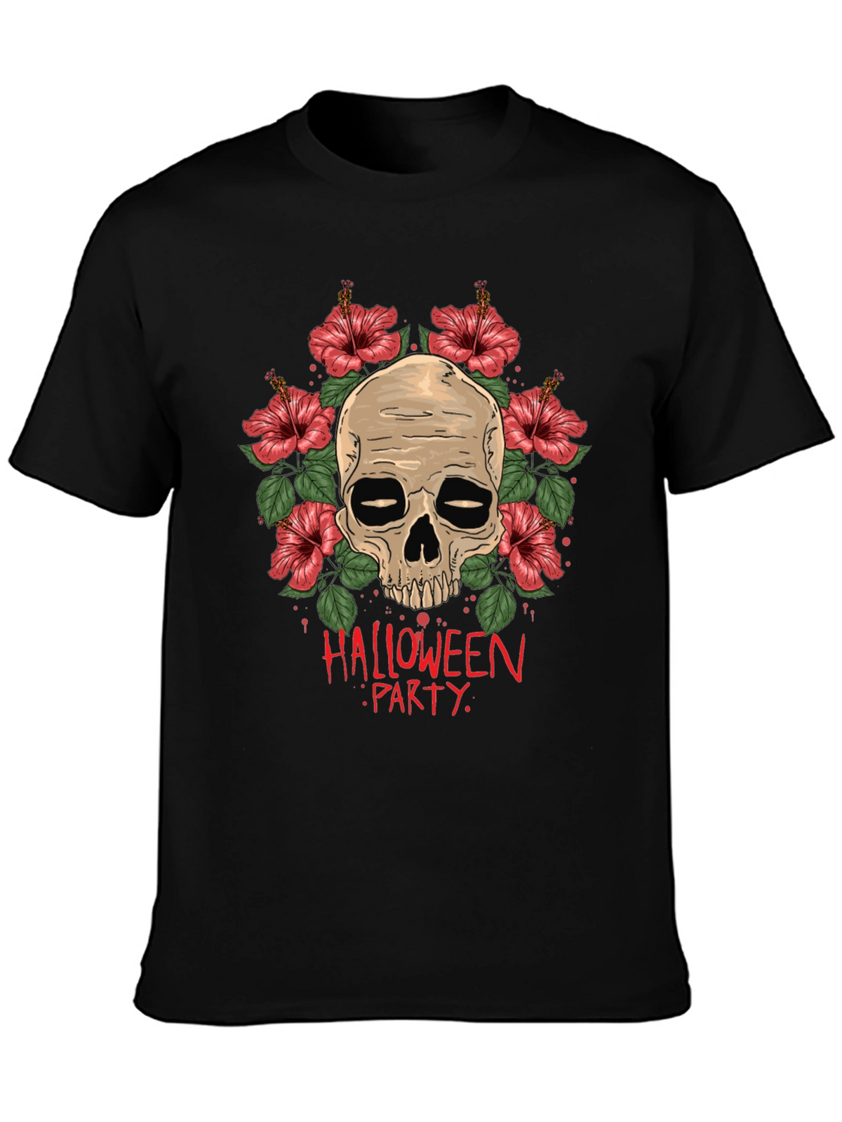 Skull & Floral Halloween Party T-Shirt
