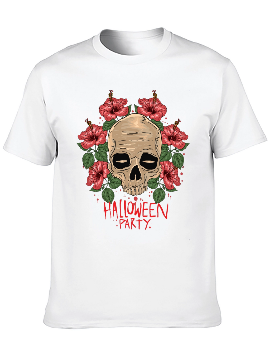 Skull & Floral Halloween Party T-Shirt