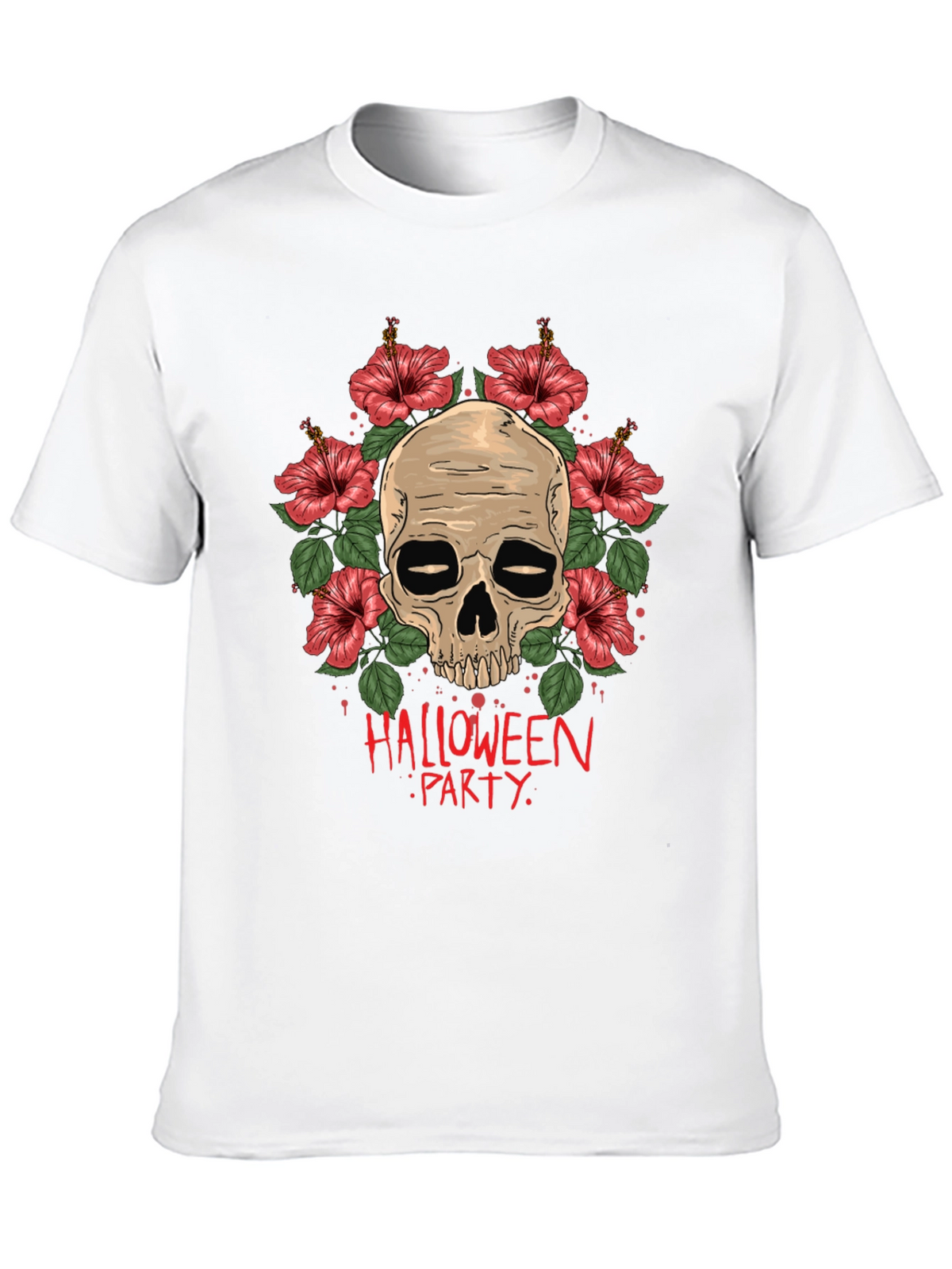 Skull & Floral Halloween Party T-Shirt