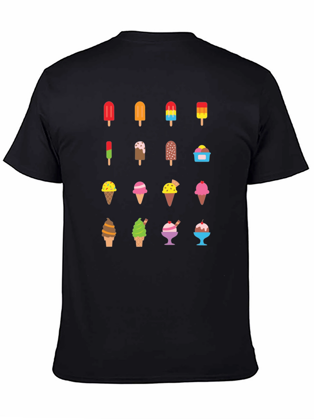 Ice Cream Graphic Print Black T-Shirt