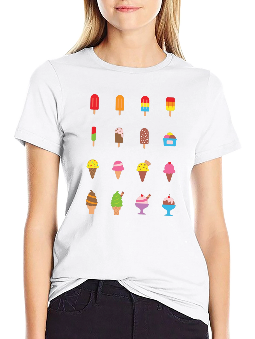 Ice Cream Graphic Print Black T-Shirt