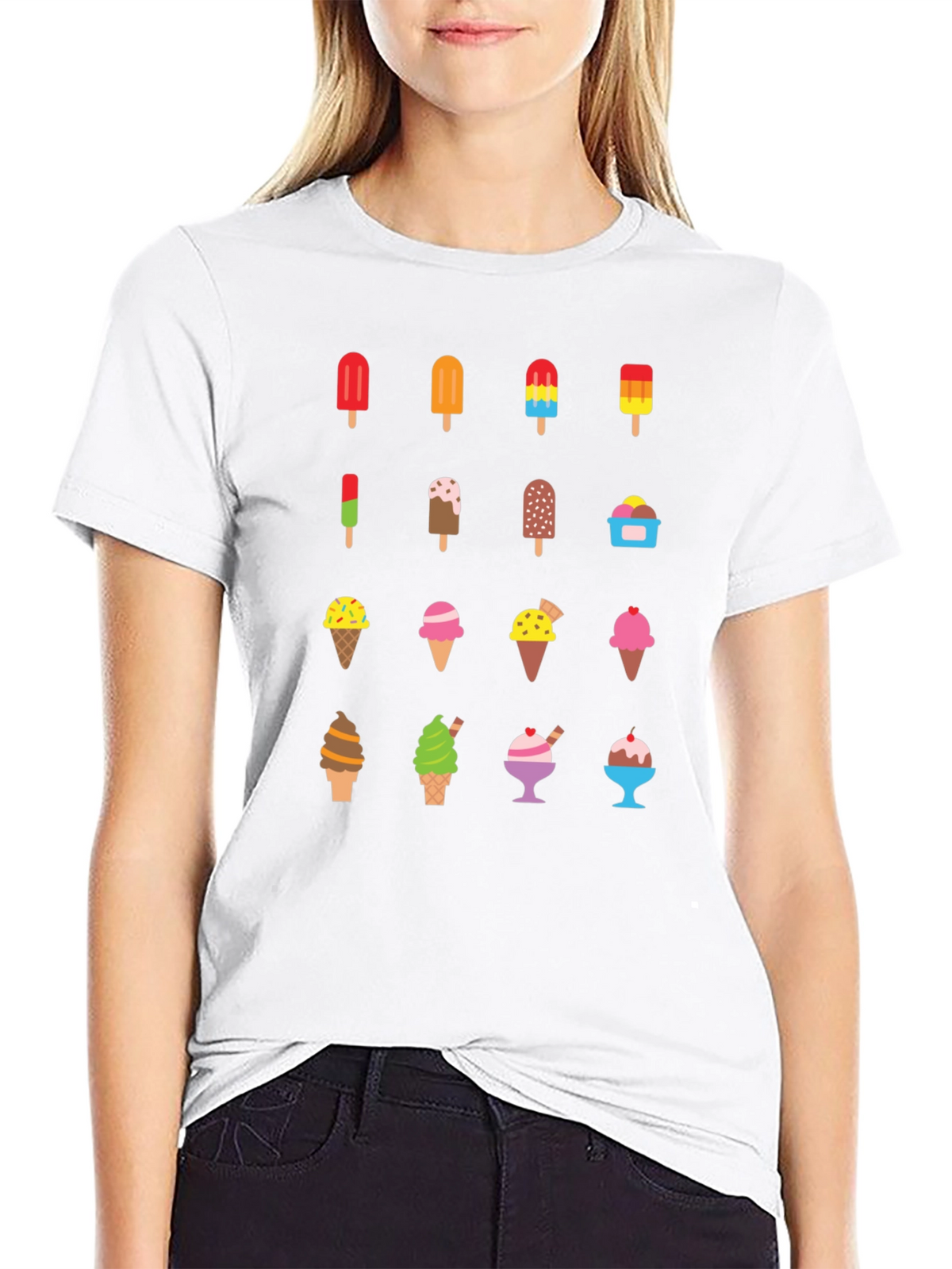 Ice Cream Graphic Print Black T-Shirt