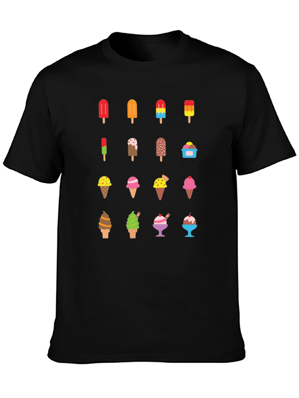 Ice Cream Graphic Print Black T-Shirt