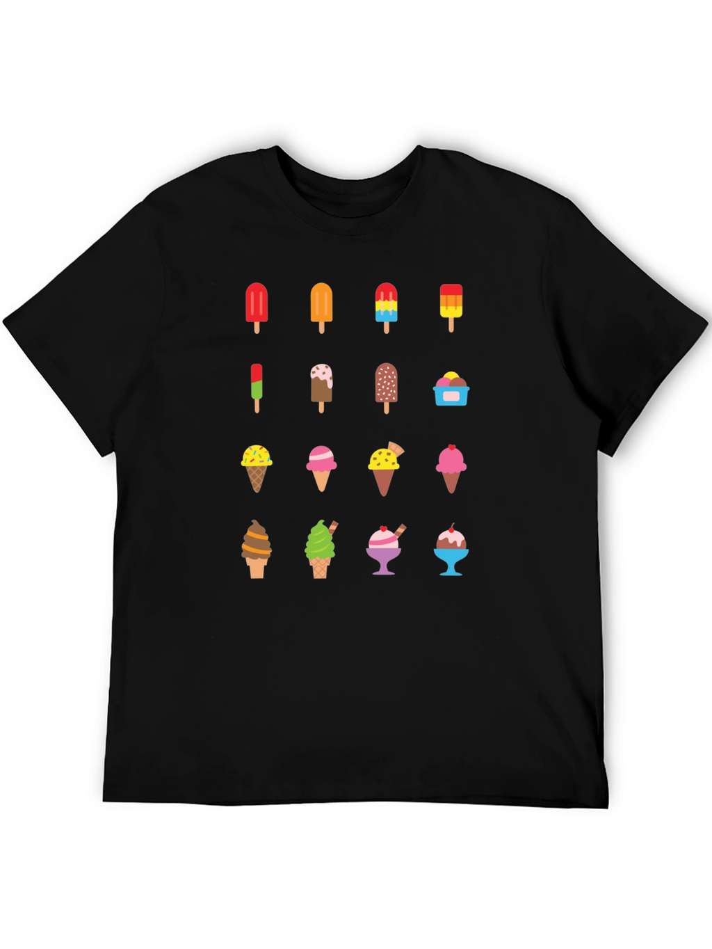 Ice Cream Graphic Print Black T-Shirt