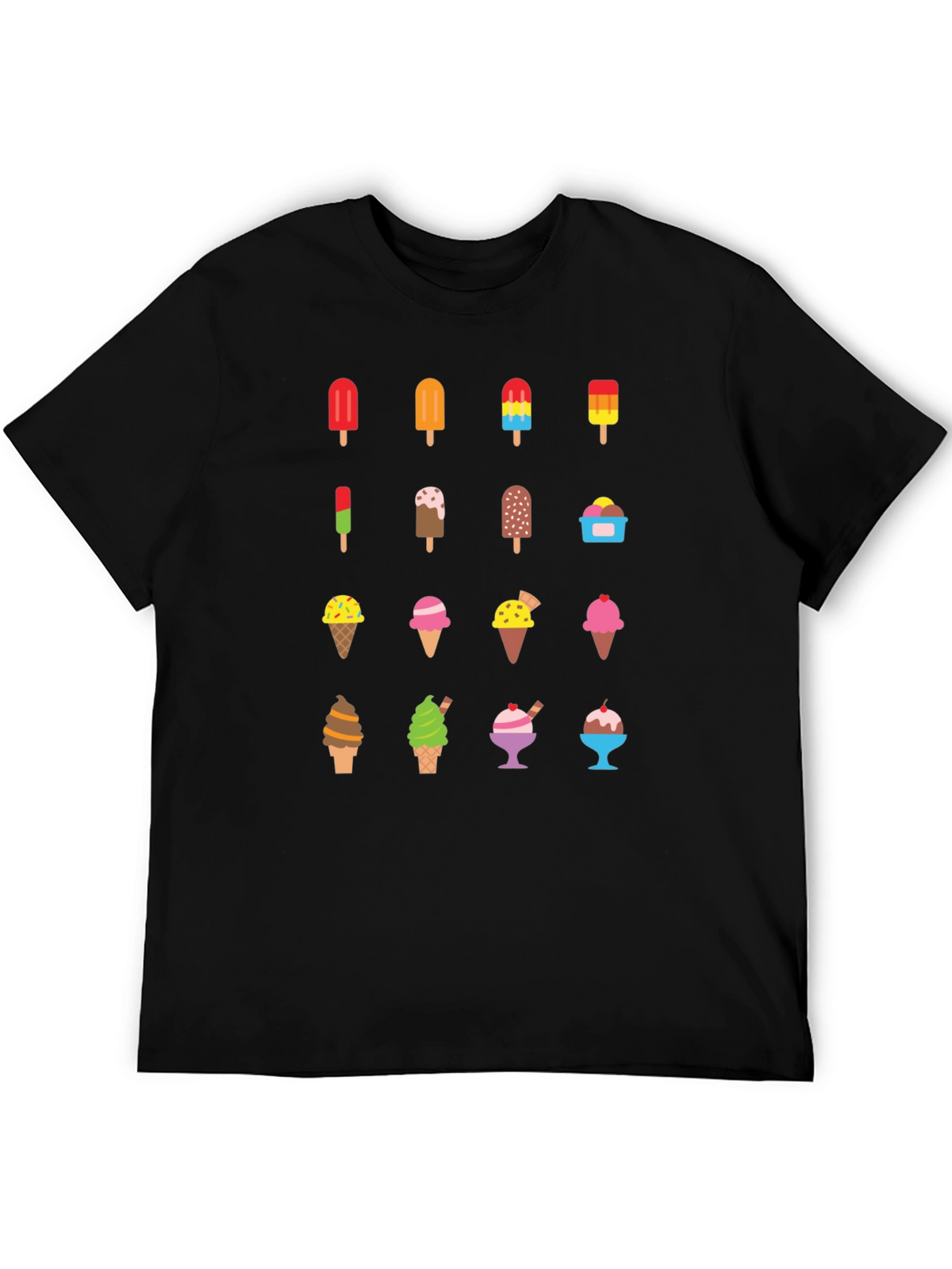 Ice Cream Graphic Print Black T-Shirt