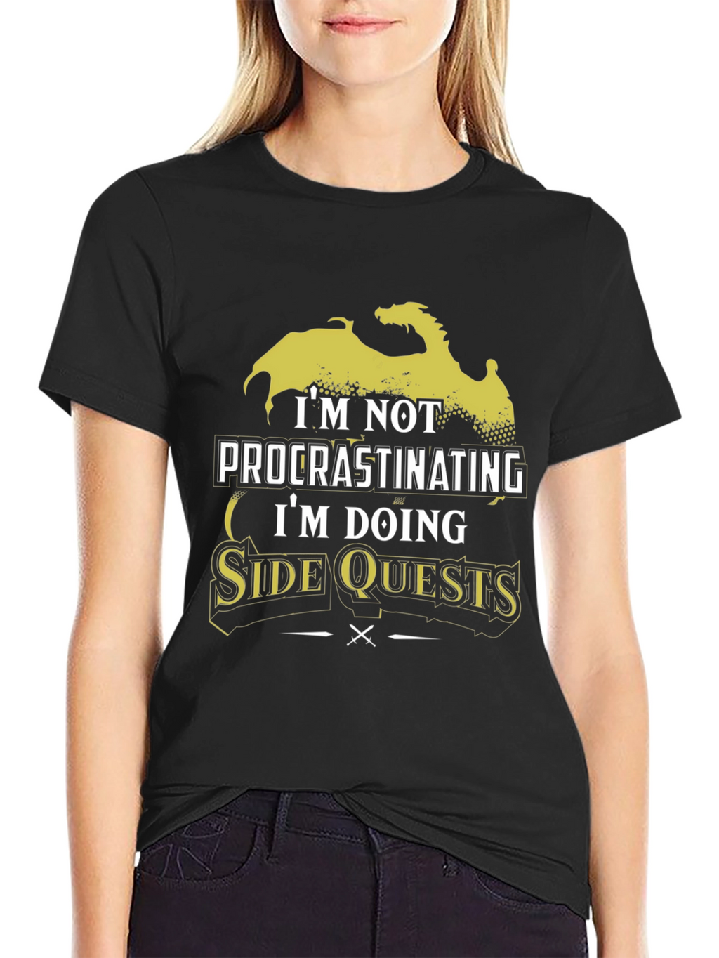 Side Quests Black Graphic T-Shirt