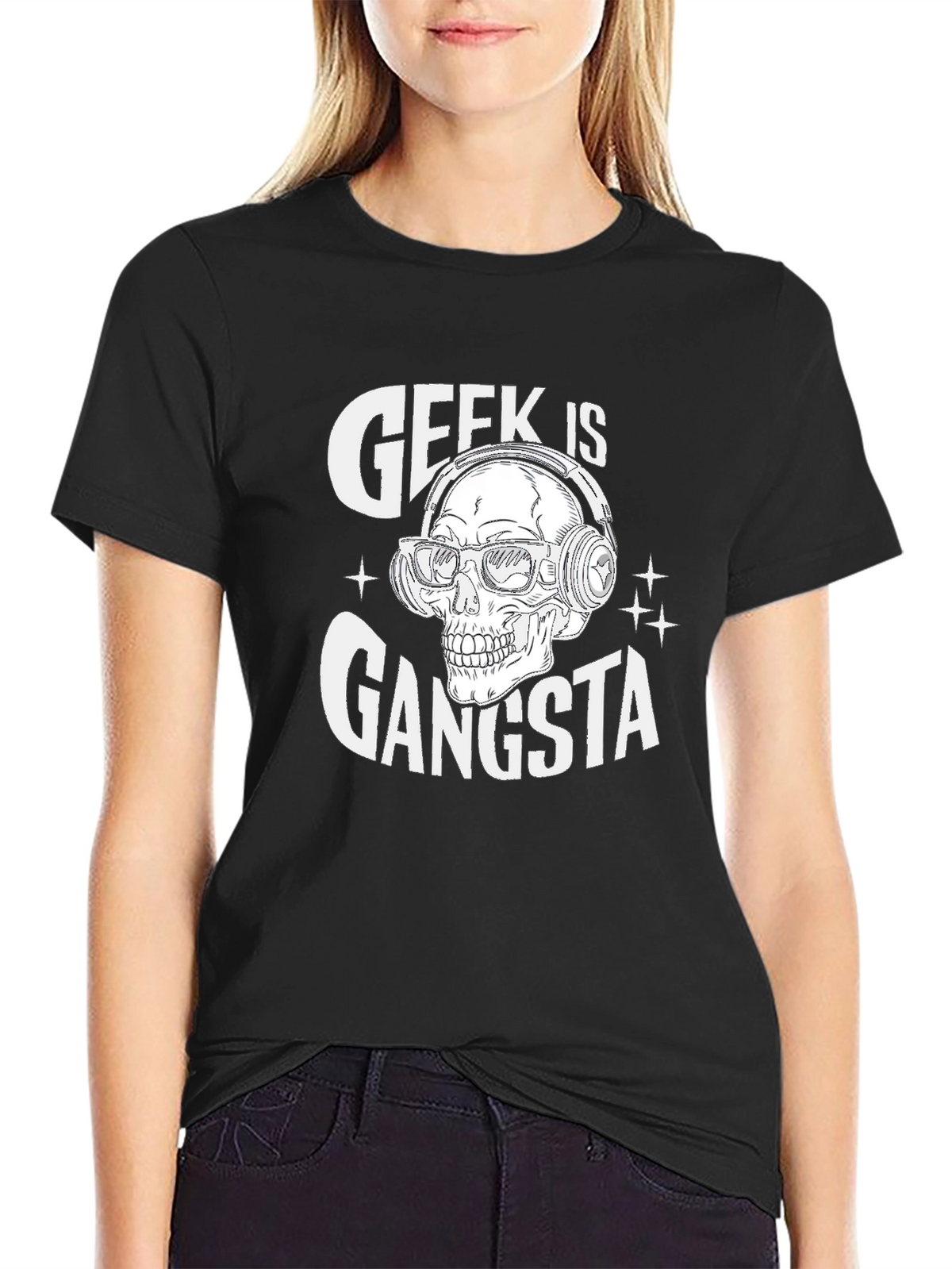 Geek is Gangsta Skull Graphic T-Shirt