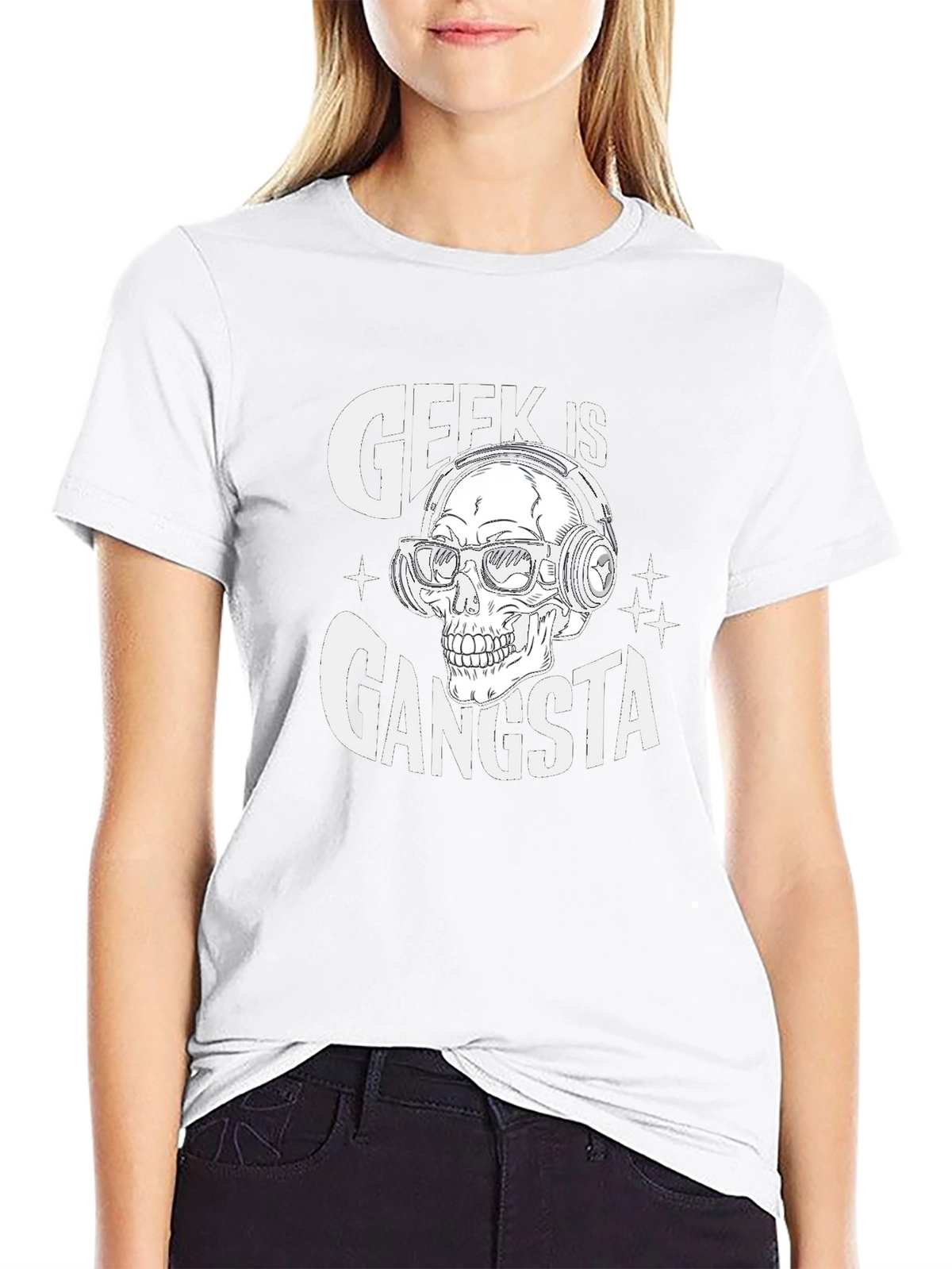 Geek is Gangsta Skull Graphic T-Shirt