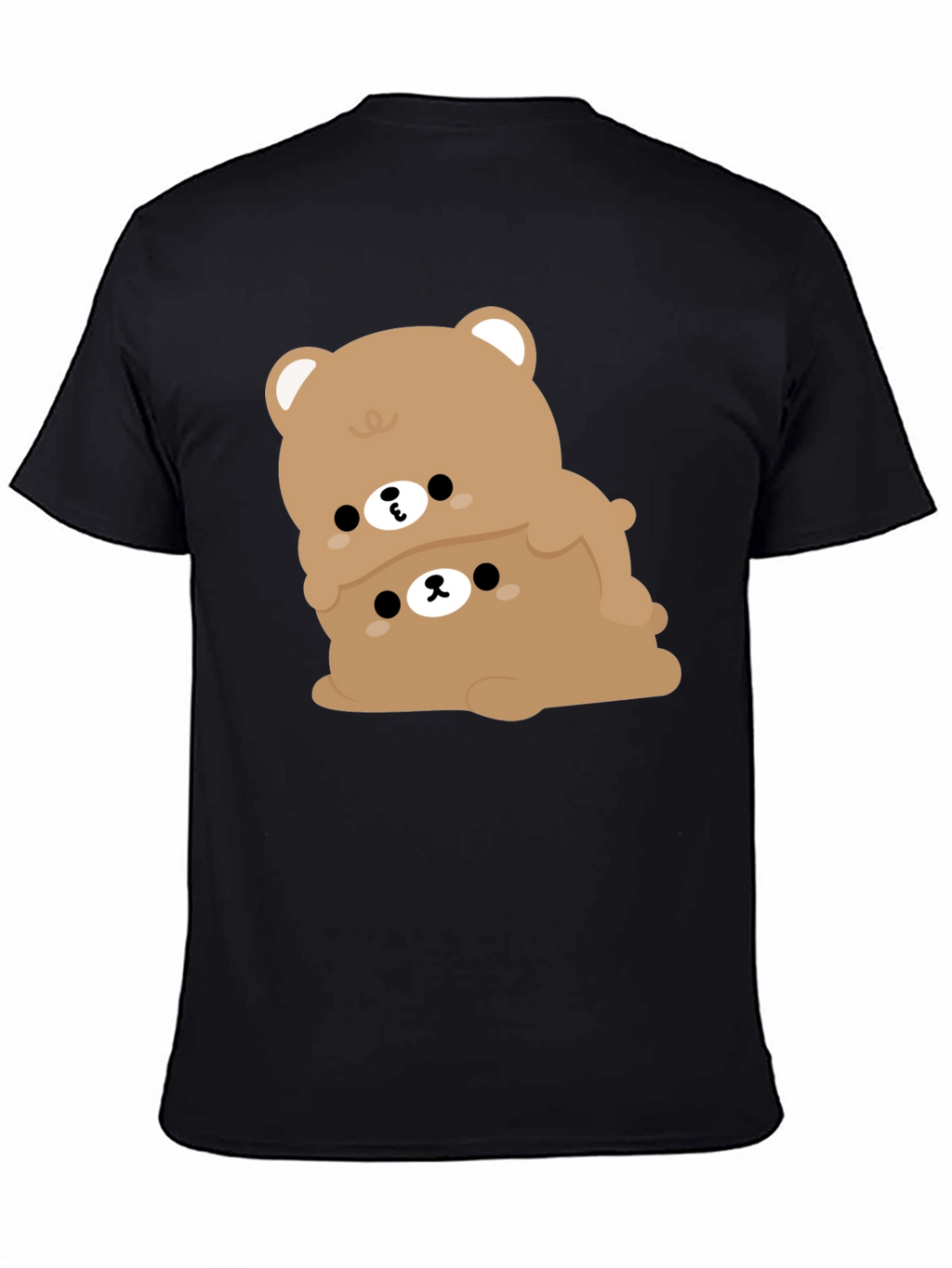 Cute Bear Stack Graphic Black T-Shirt