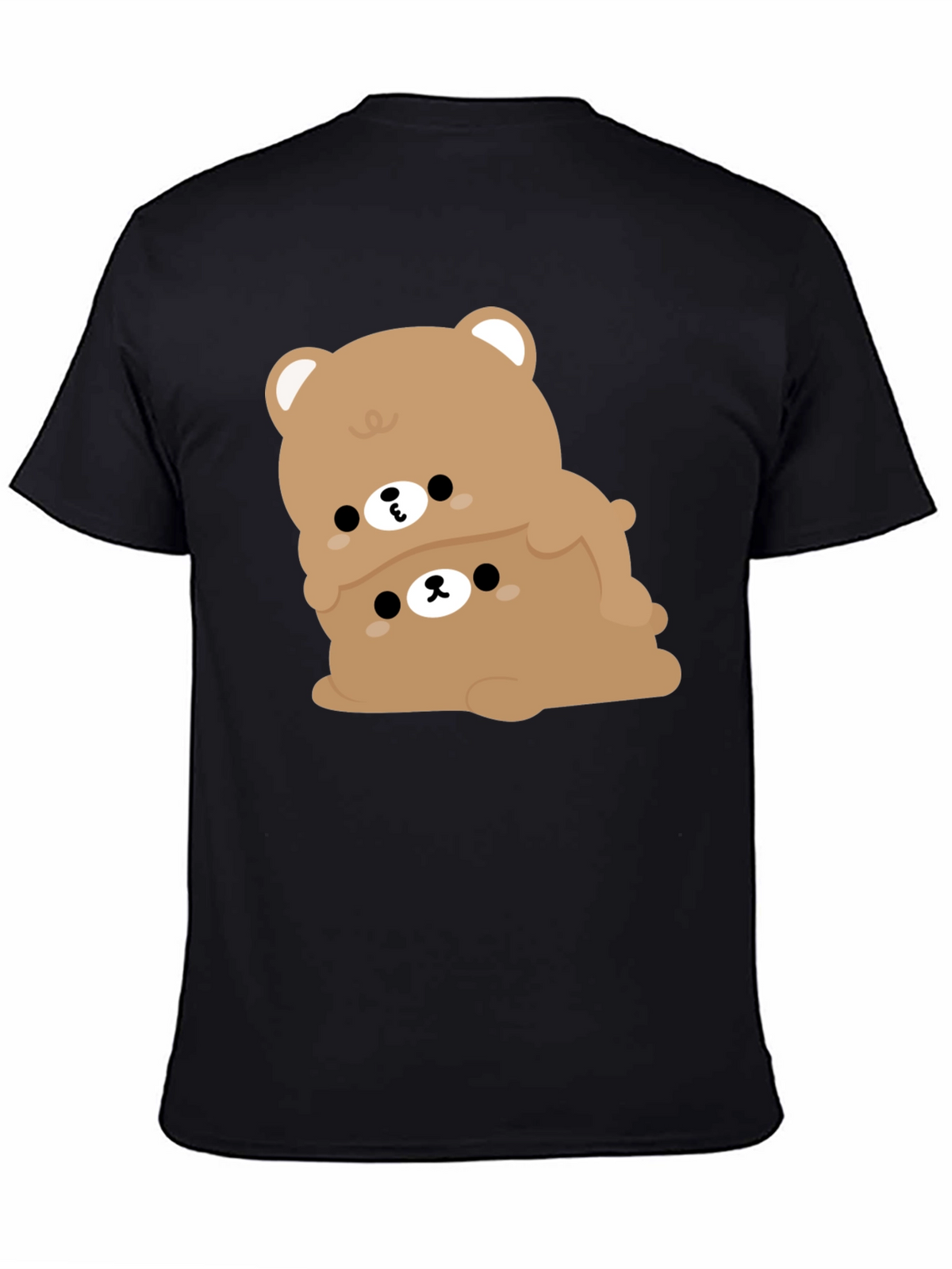Cute Bear Stack Graphic Black T-Shirt
