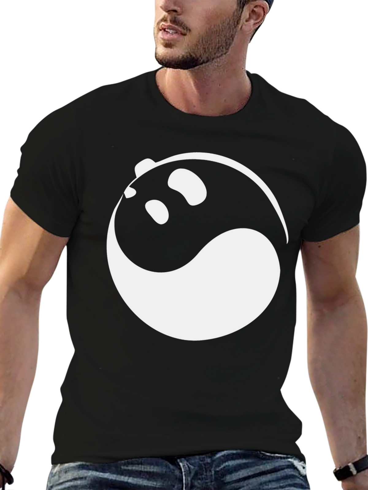 Yin and Yang Panda Graphic Tee - Black
