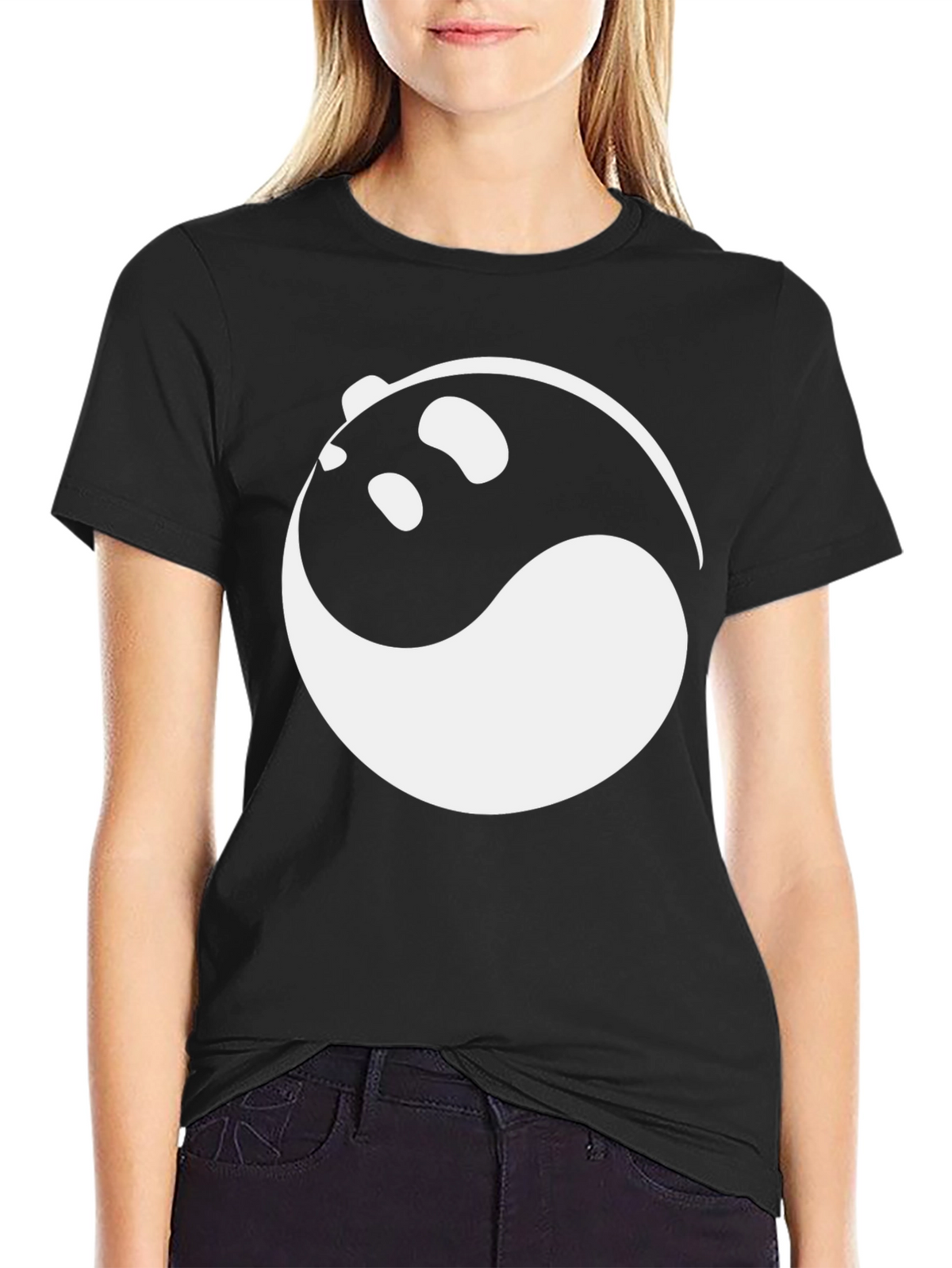 Yin and Yang Panda Graphic Tee - Black