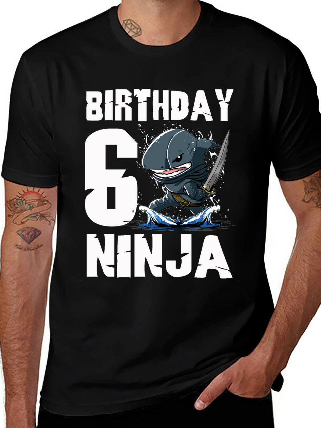 6th Birthday Ninja Shark T-Shirt