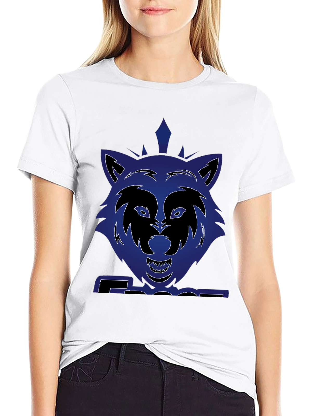 Graphic Wolf T-Shirt - Bold Blue Design