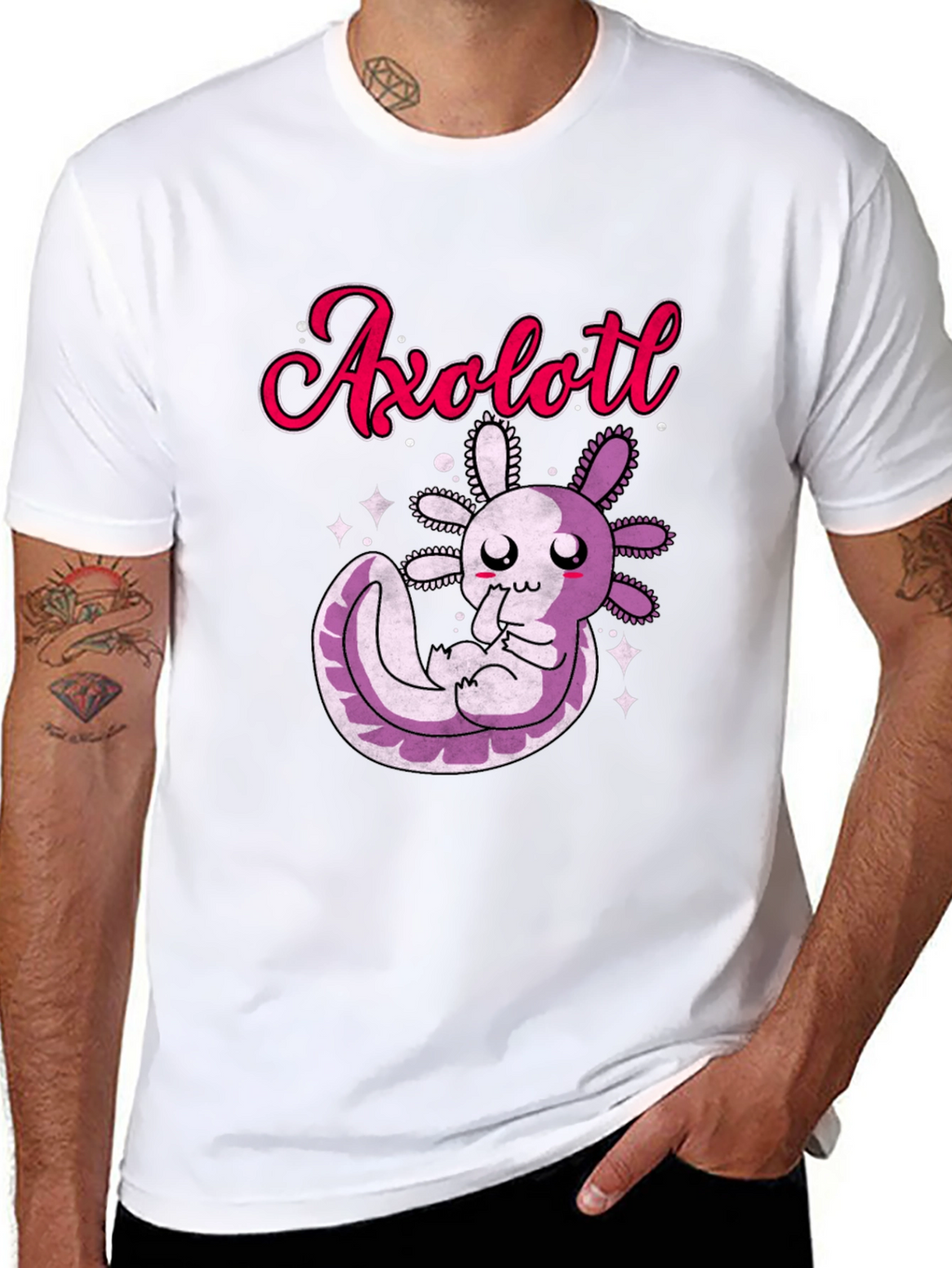 Cute Axolotl Graphic T-Shirt - Black