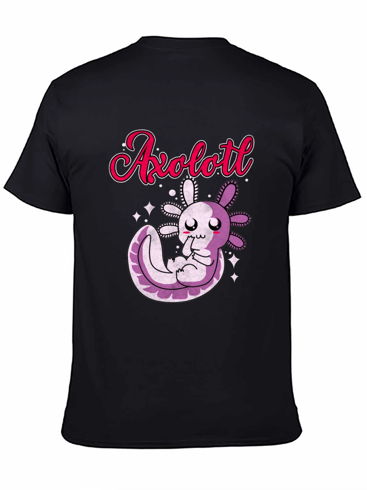 Cute Axolotl Graphic T-Shirt - Black