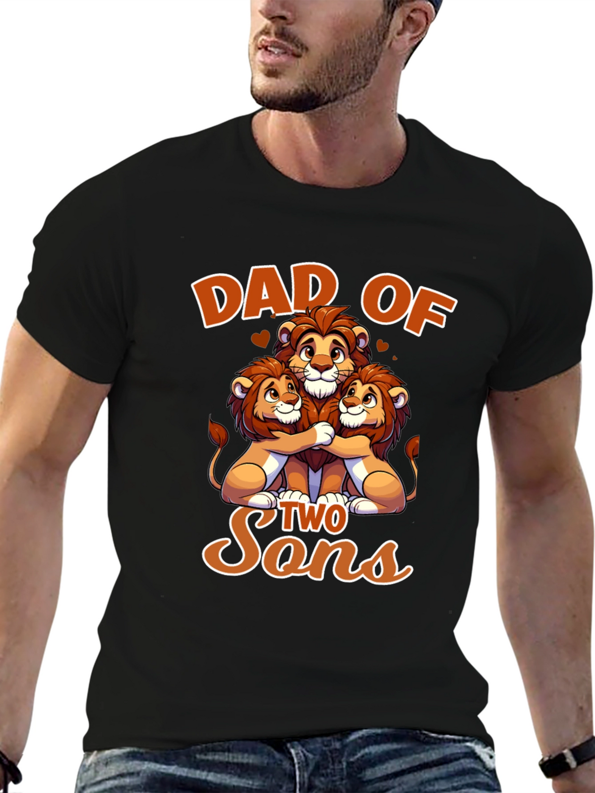 Dad of Two Sons - Lion Family T-Shirt