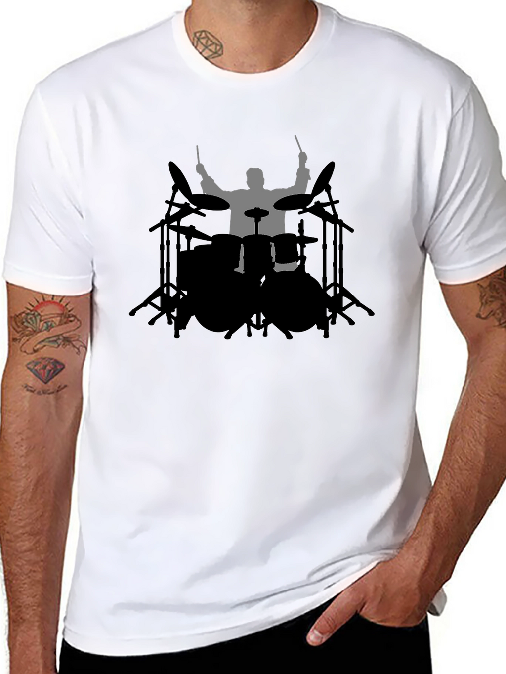 Drummer Silhouette Black T-Shirt