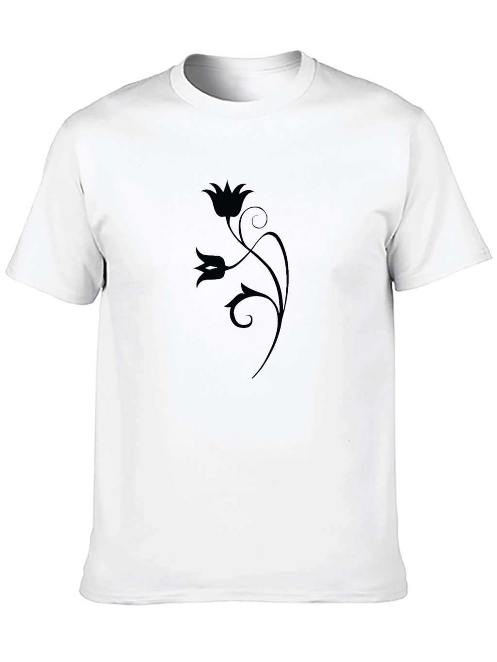 Elegant Floral Graphic Print Black T-Shirt