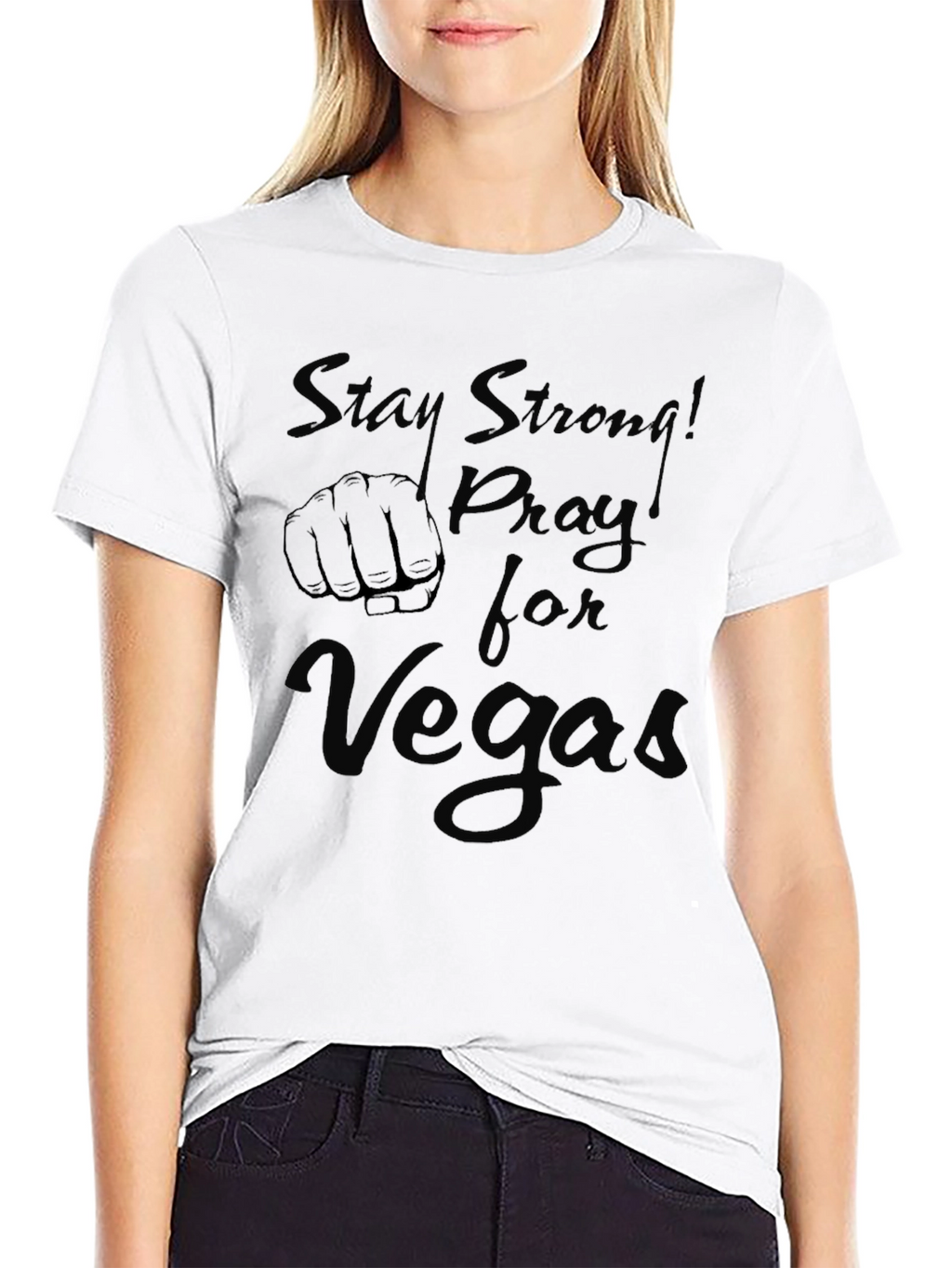 Stay Strong! Pray for Vegas Black T-Shirt