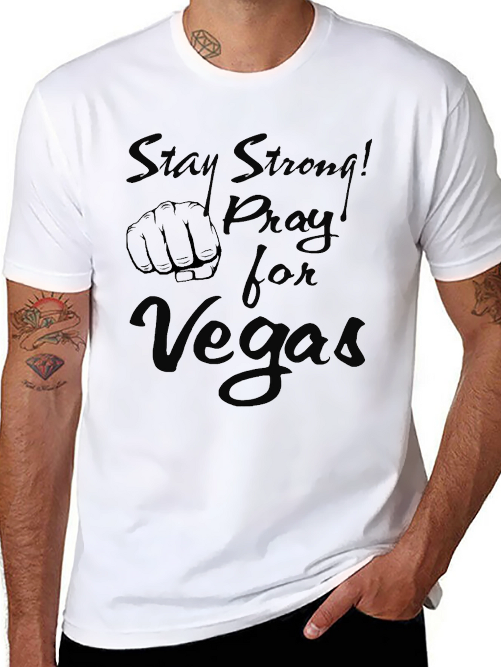Stay Strong! Pray for Vegas Black T-Shirt