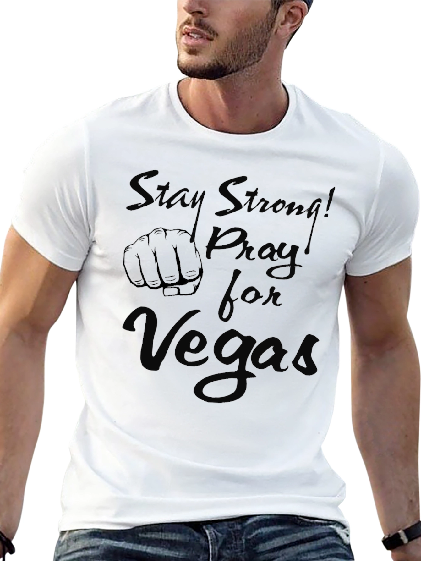 Stay Strong! Pray for Vegas Black T-Shirt