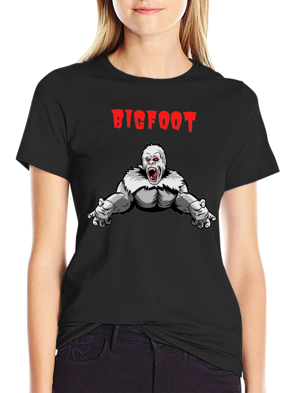 Bigfoot T-Shirt - Graphic Tee Black Cotton Blend