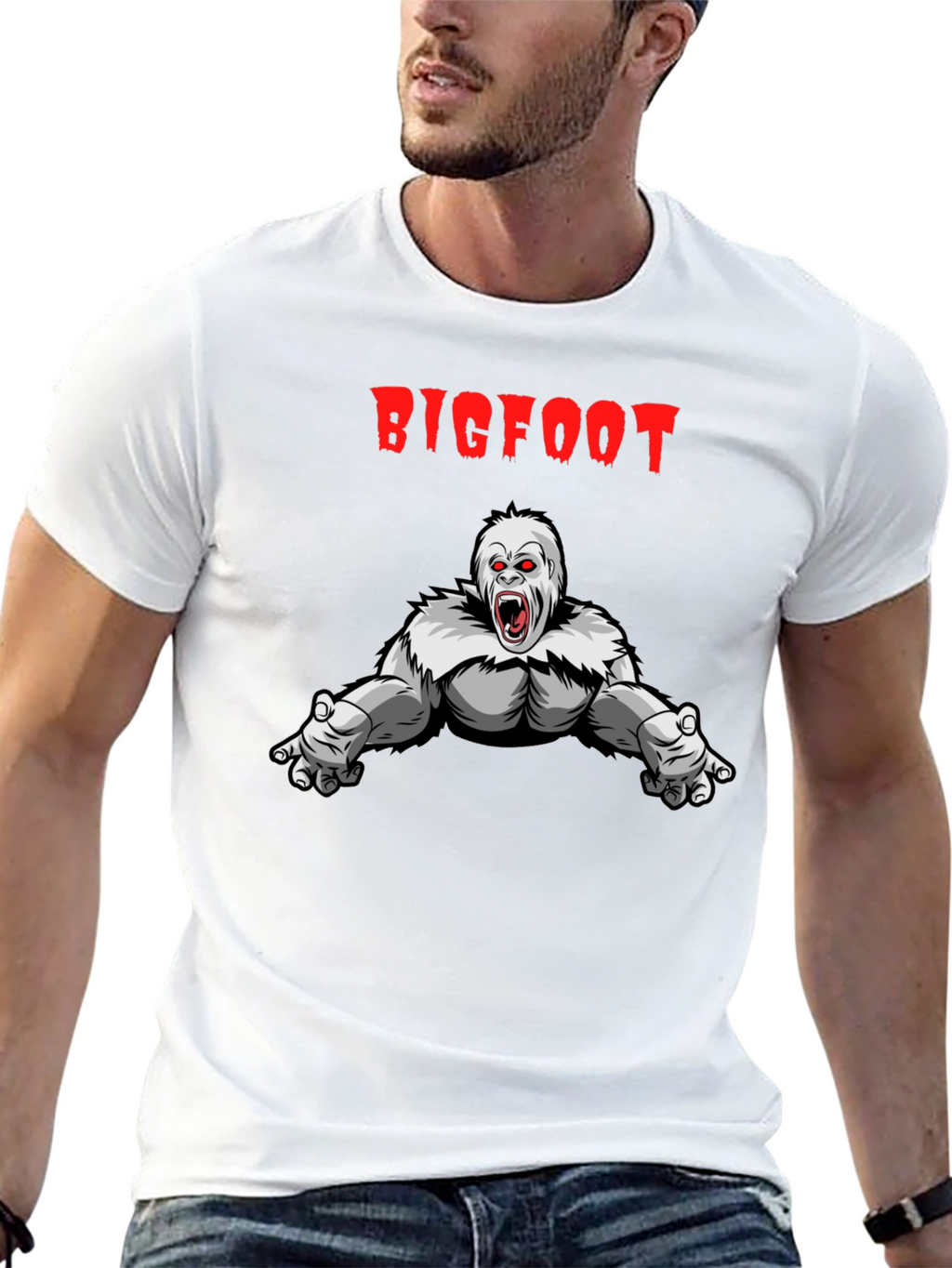 Bigfoot T-Shirt - Graphic Tee Black Cotton Blend