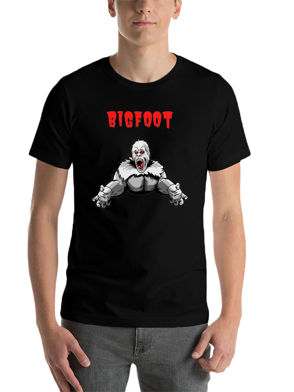 Bigfoot T-Shirt - Graphic Tee Black Cotton Blend