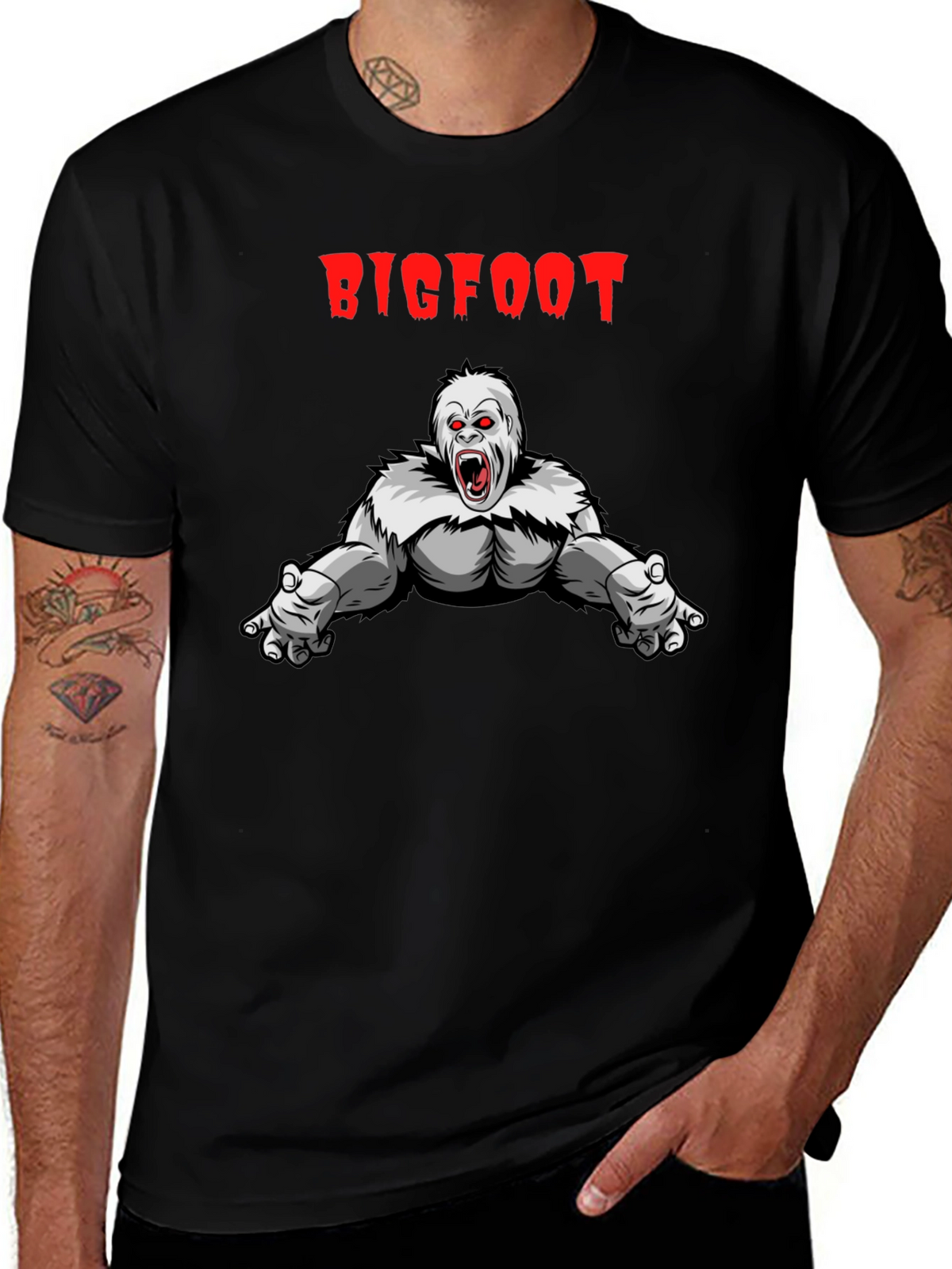 Bigfoot T-Shirt - Graphic Tee Black Cotton Blend
