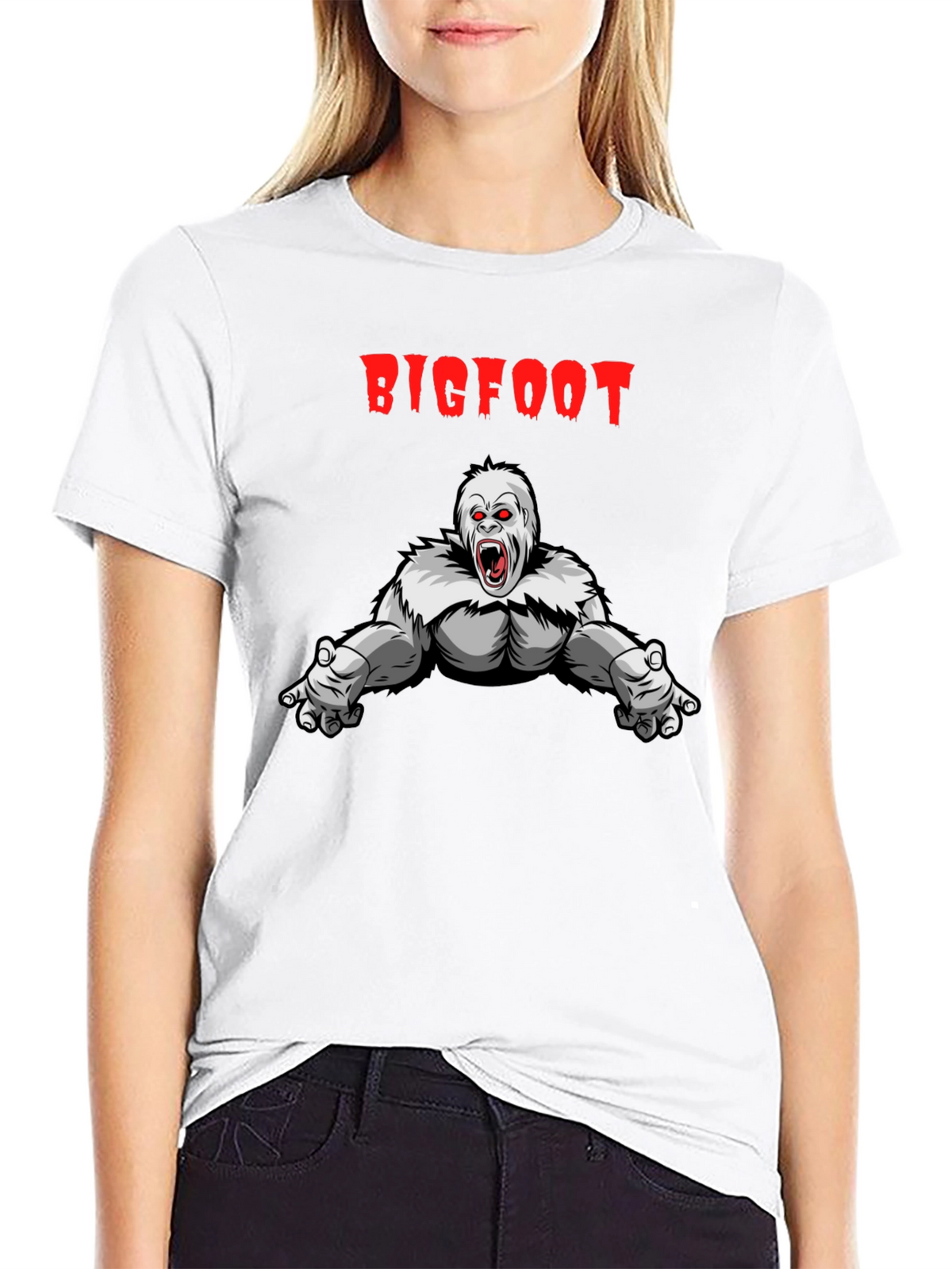 Bigfoot T-Shirt - Graphic Tee Black Cotton Blend