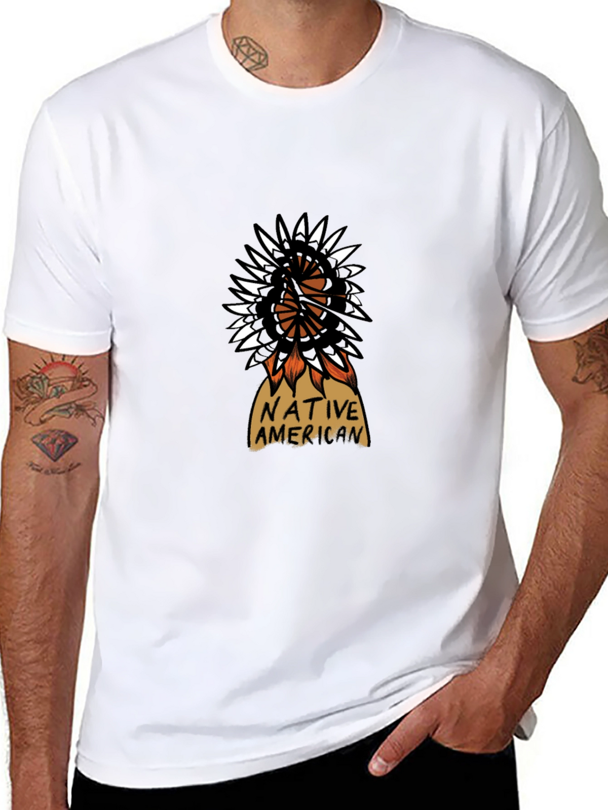 Native American Design Black T-Shirt
