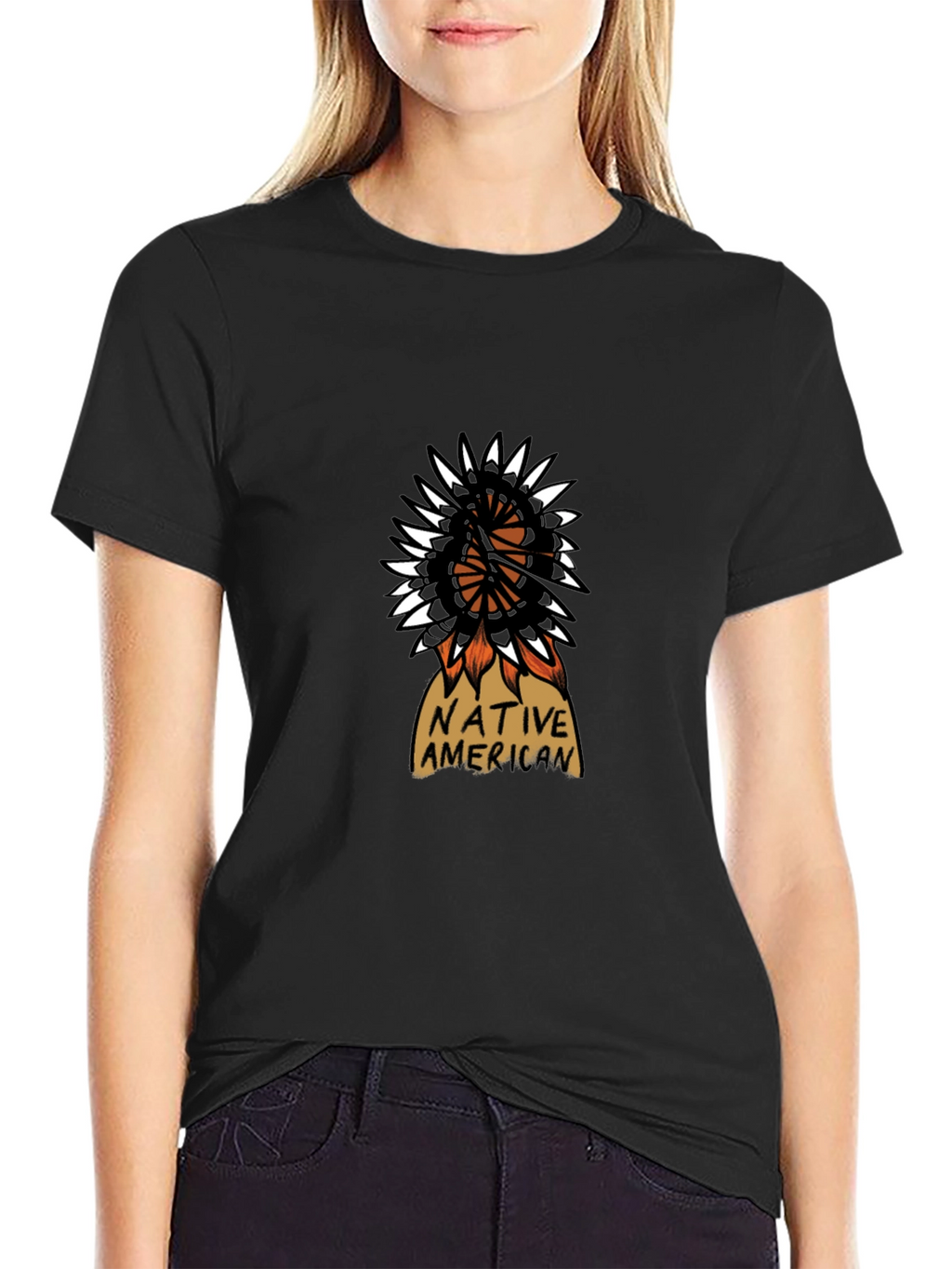 Native American Design Black T-Shirt