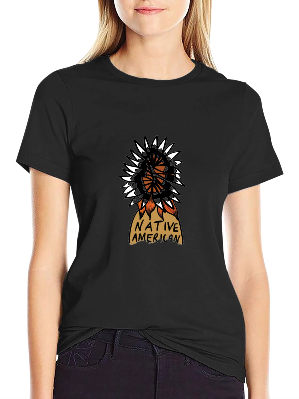 Native American Design Black T-Shirt