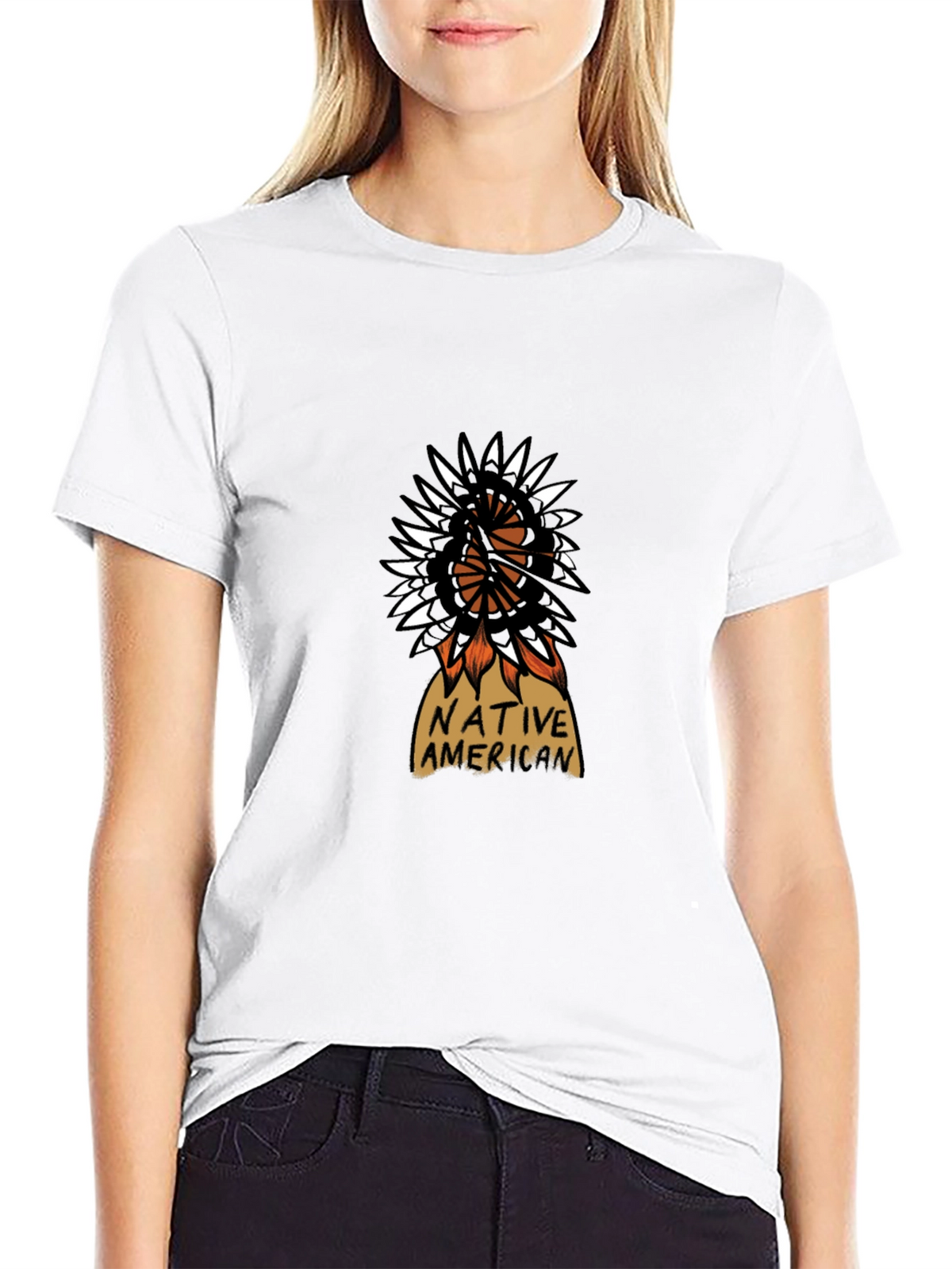 Native American Design Black T-Shirt