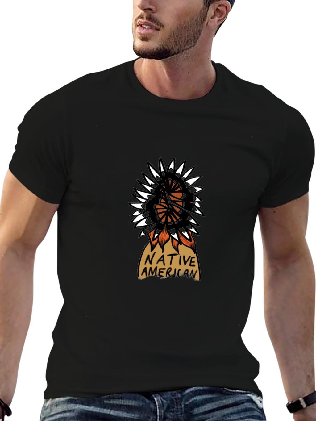 Native American Design Black T-Shirt