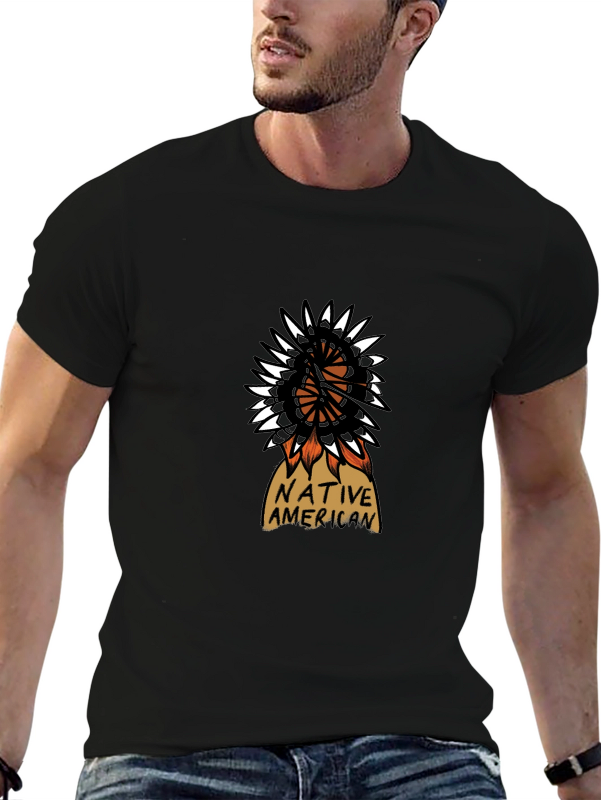 Native American Design Black T-Shirt