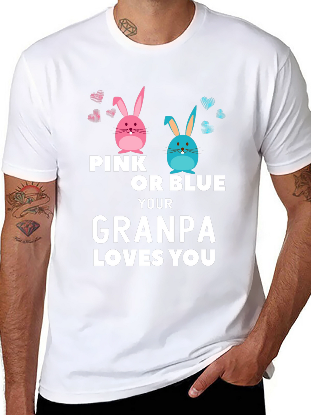 Pink or Blue Grandpa Loves You T-Shirt