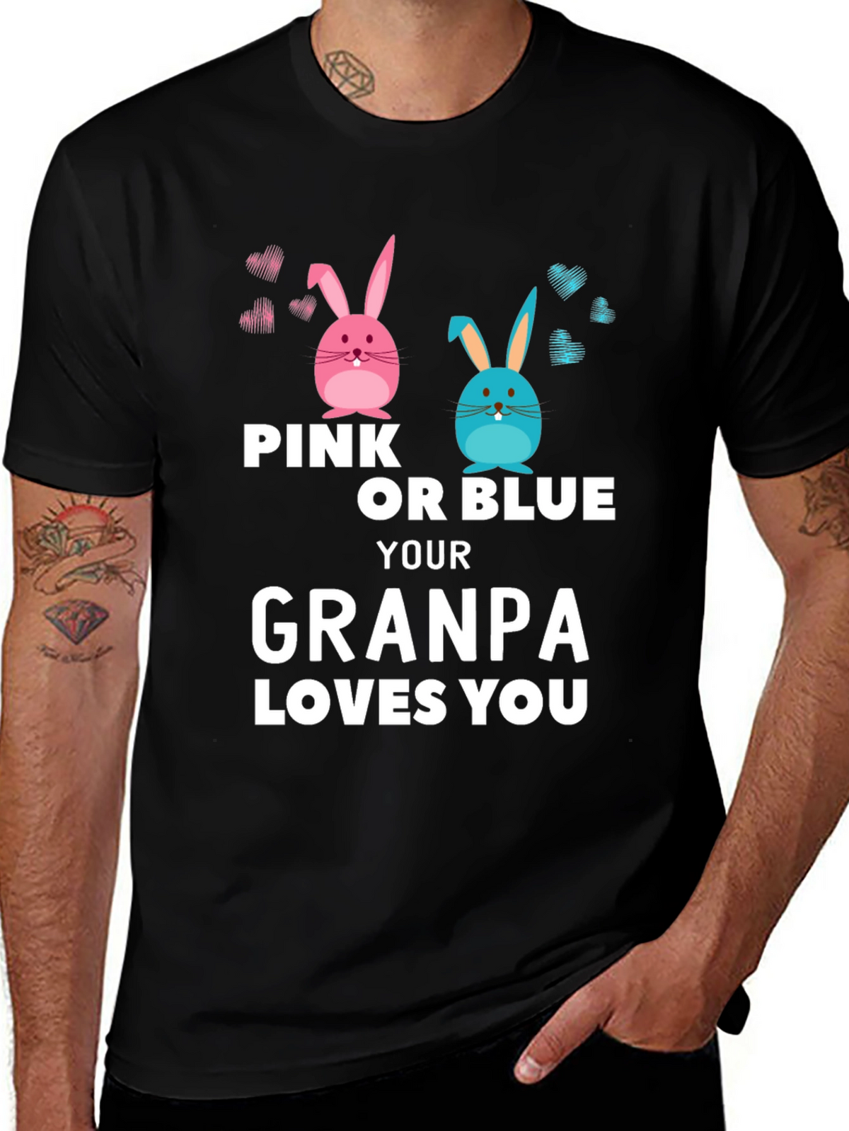 Pink or Blue Grandpa Loves You T-Shirt