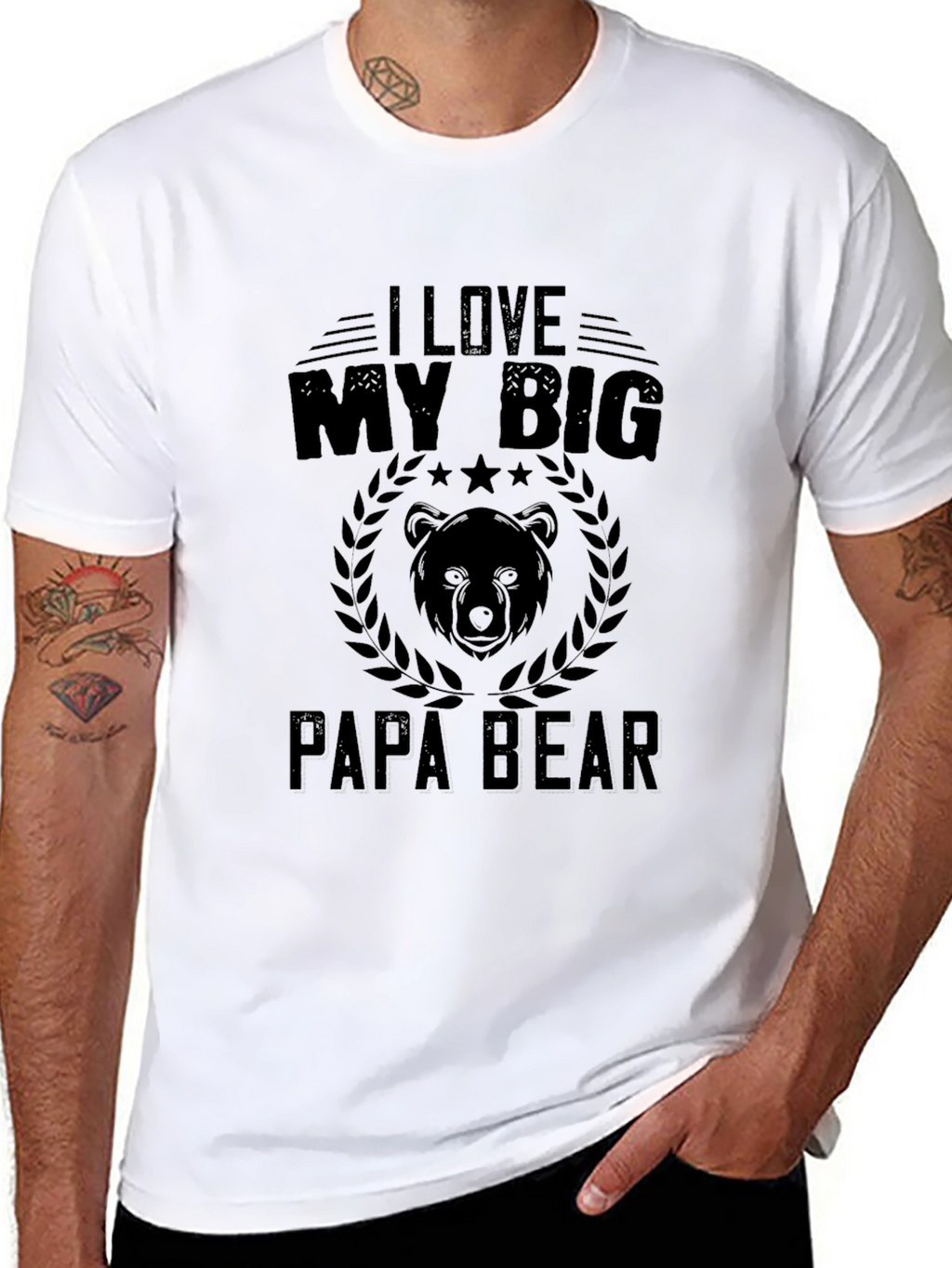 I Love My Big Papa Bear Black T-Shirt