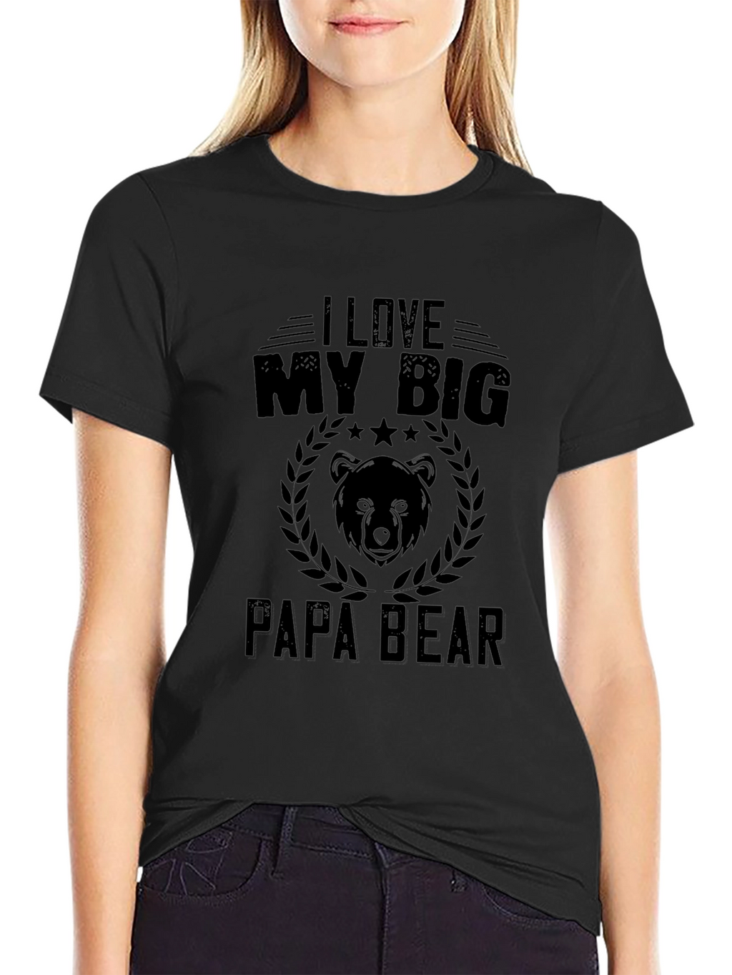 I Love My Big Papa Bear Black T-Shirt