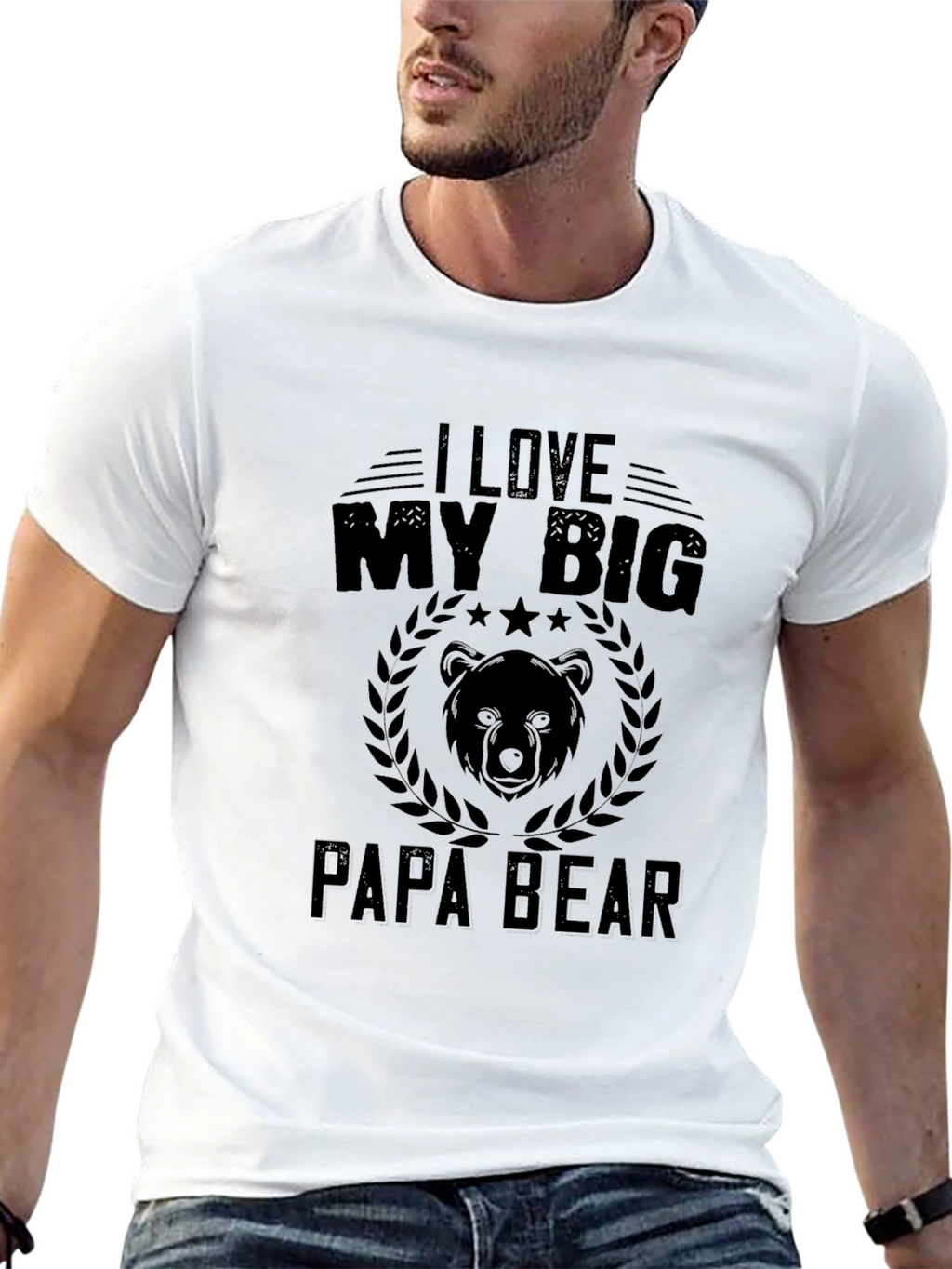 I Love My Big Papa Bear Black T-Shirt