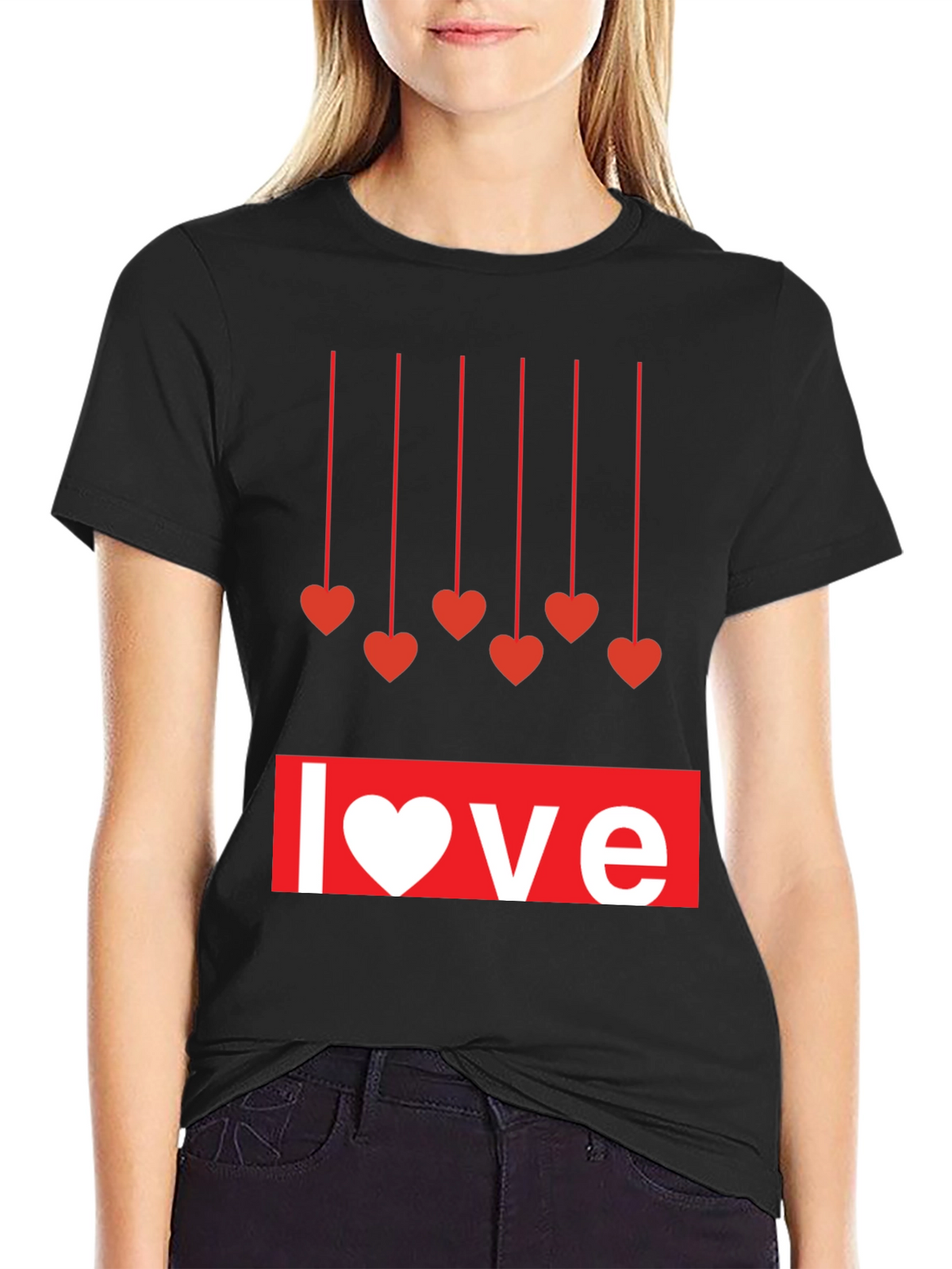 Love Heartstrings Graphic Tee - Black