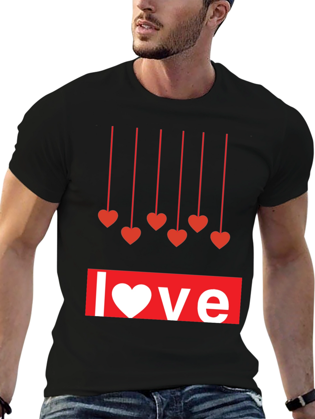 Love Heartstrings Graphic Tee - Black