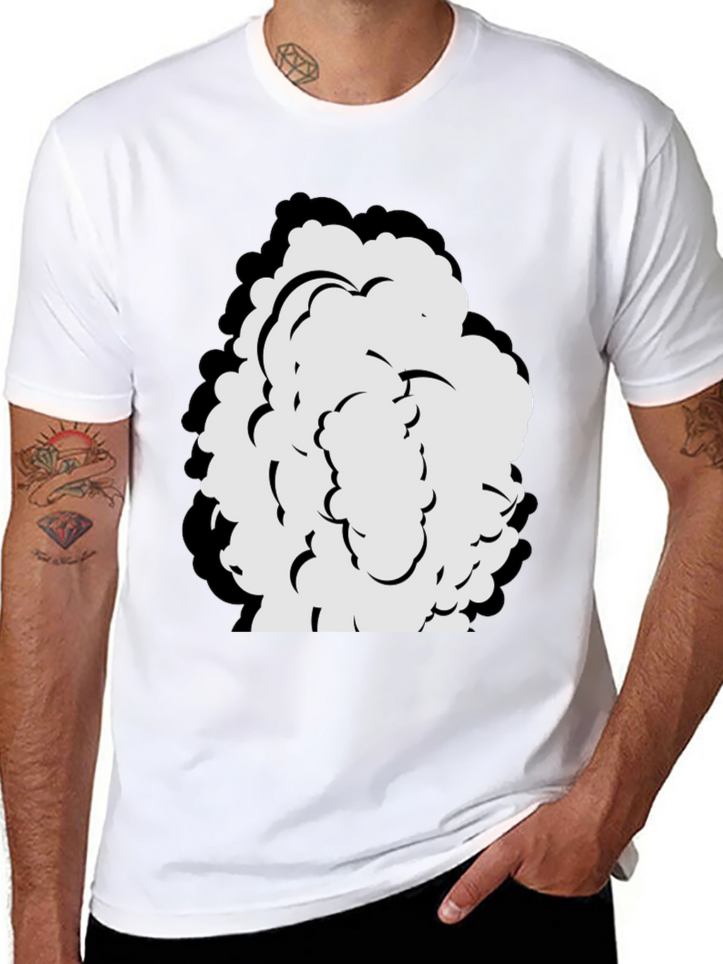 Cartoon Cloud Graphic Black T-Shirt
