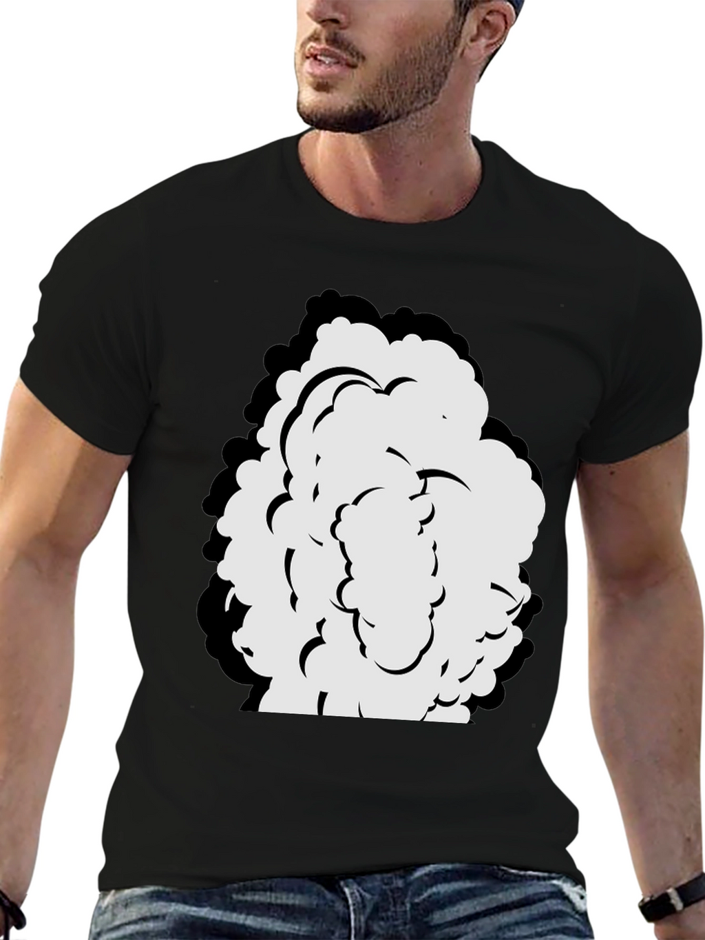 Cartoon Cloud Graphic Black T-Shirt