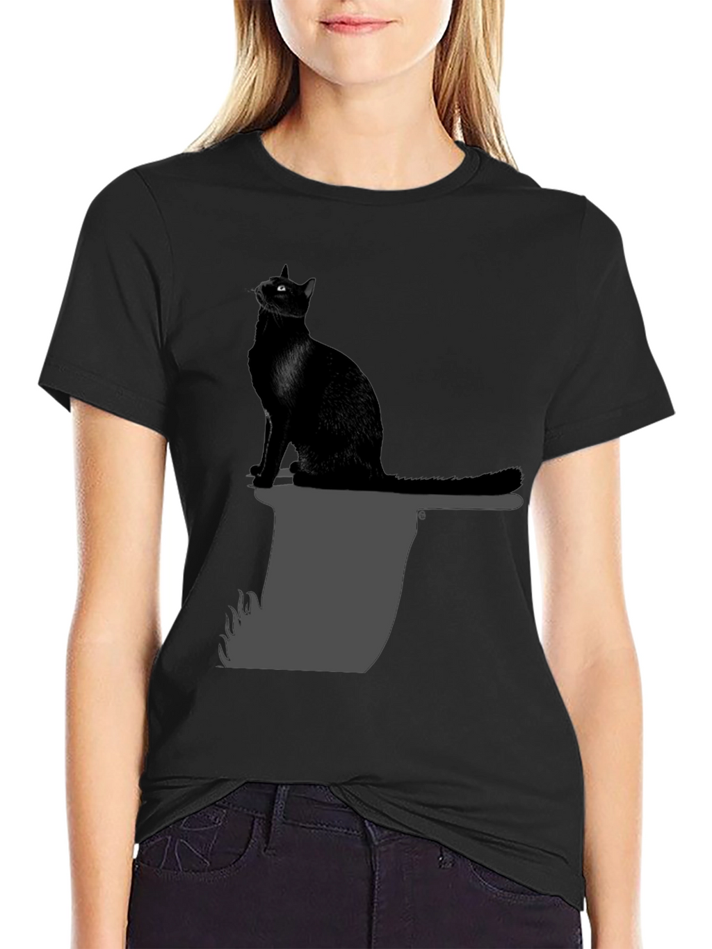 Black Cat on Axe T-Shirt