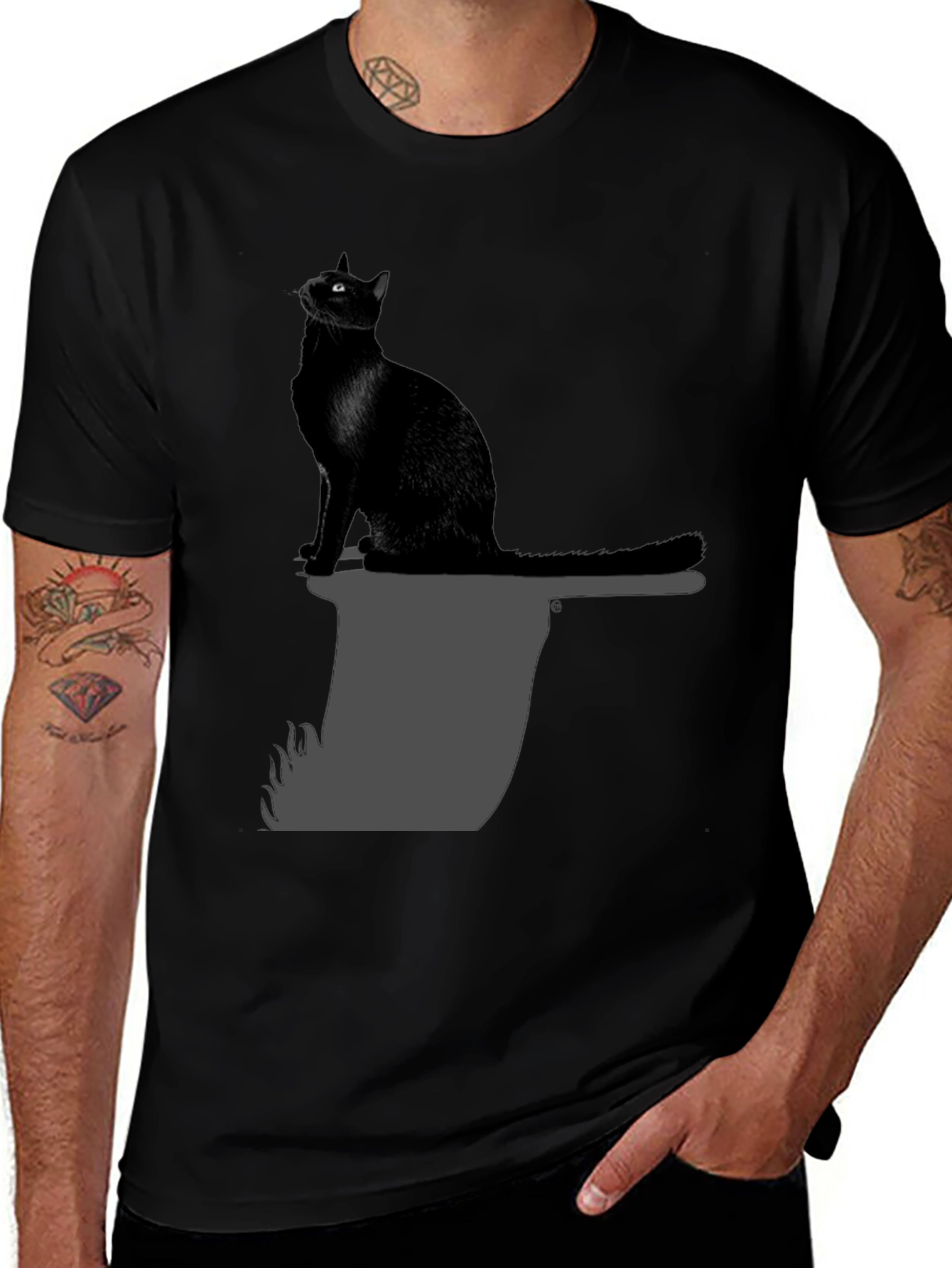 Black Cat on Axe T-Shirt